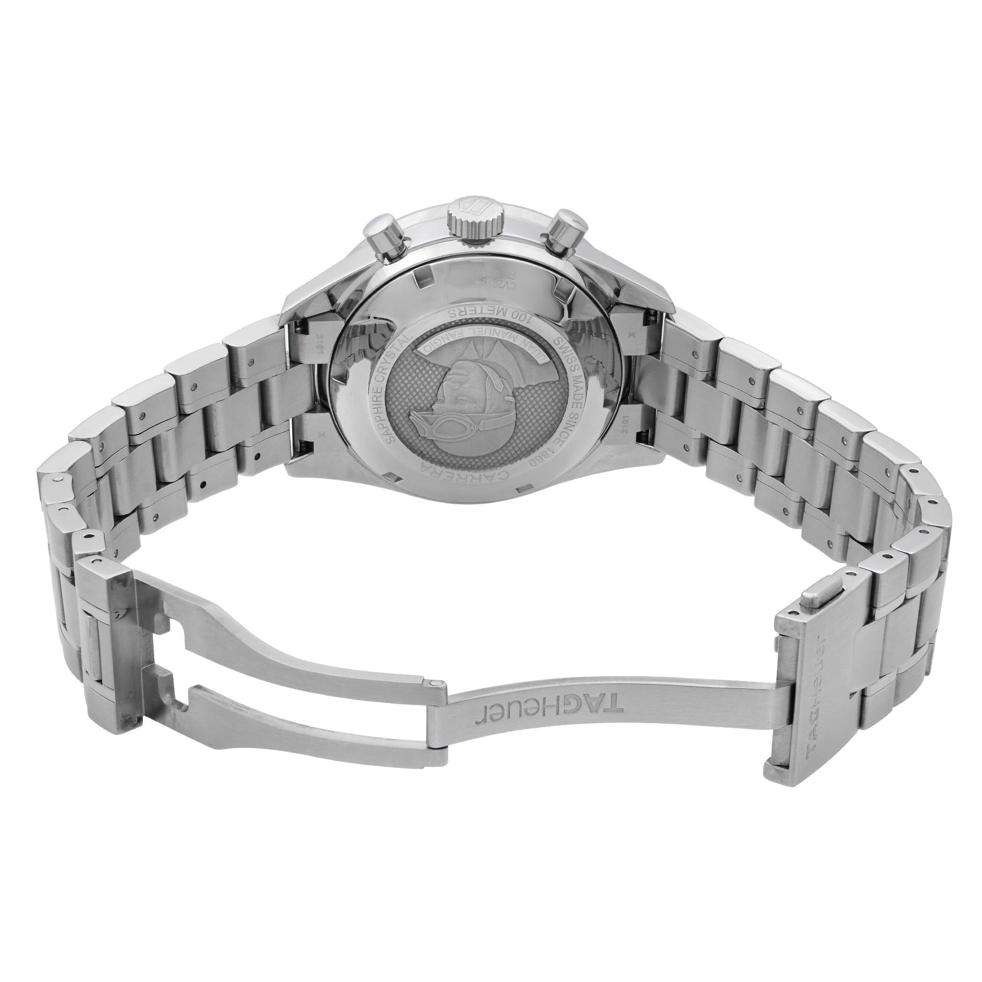 TAG Heuer Carrera Juan Manuel Fangio Stahl Schwarzes Zifferblatt Herrenuhr CV2010-4 2