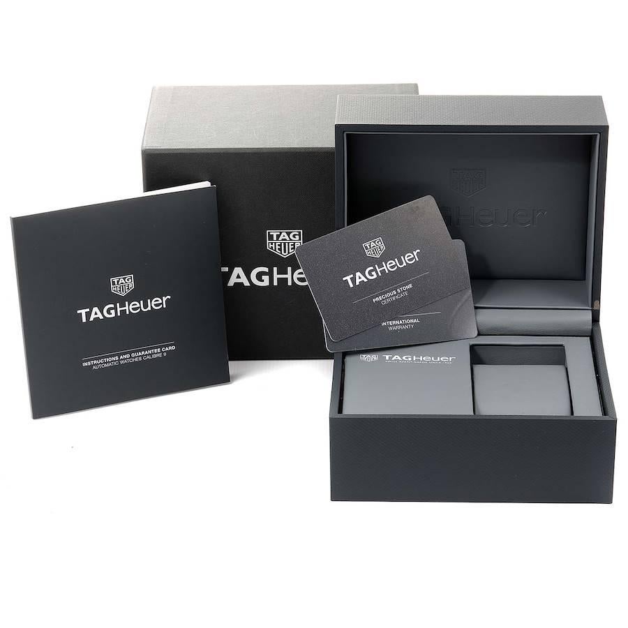 TAG Heuer Carrera MOP Diamond Steel Rose Gold Ladies Watch WAR2453 Box Card For Sale 3