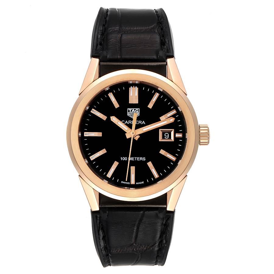 Tag Heuer Carrera PVD Steel Rose Gold Ladies Watch WBG1351 Box Card. Quartz movement. Black PVD steel and rose gold case 36.0 mm. Tag Heuer logo on a crown. Rose gold smooth bezel. Scratch resistant sapphire crystal. Black dial with raised rose gold