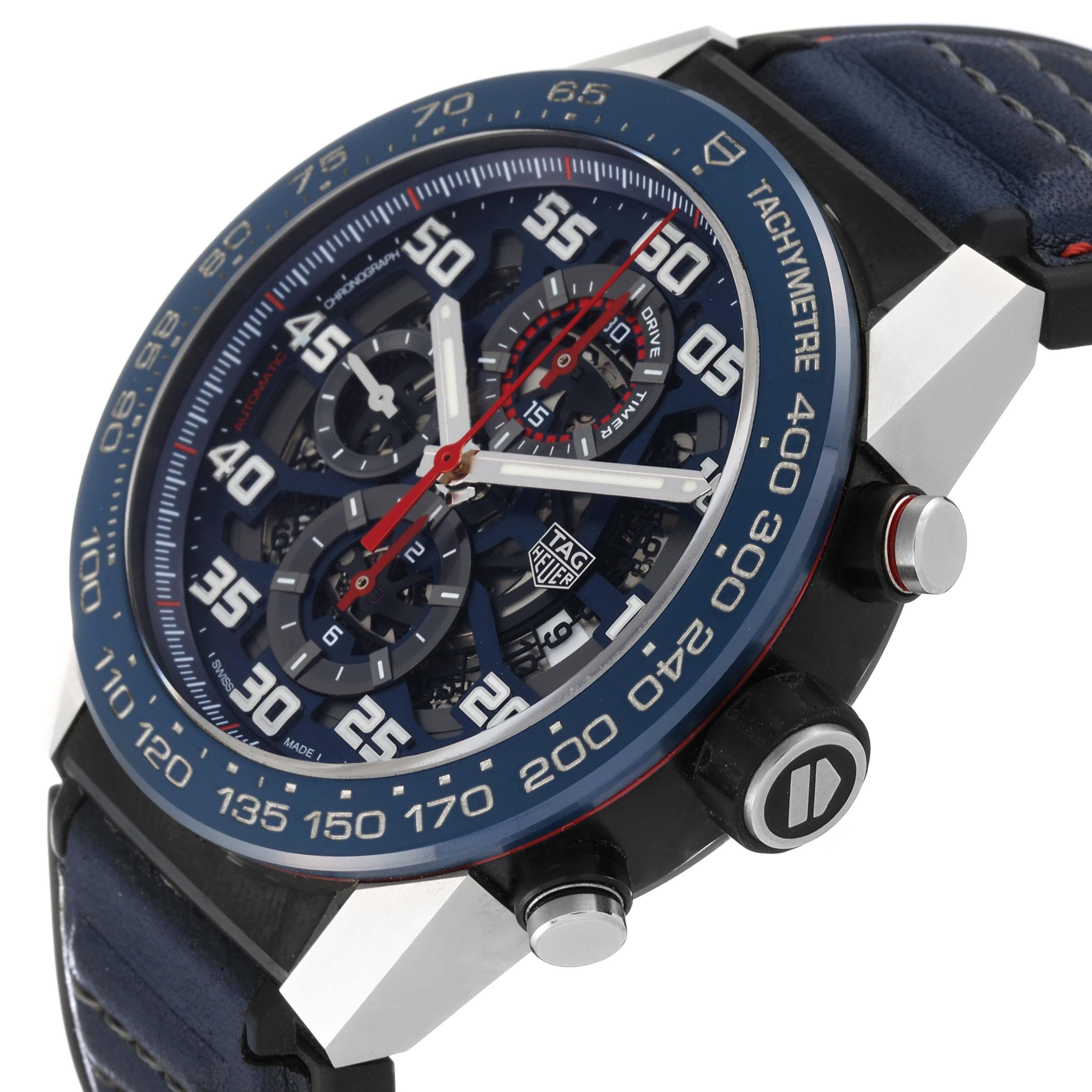 Tag Heuer Carrera Red Bull Racing Steel PVD Mens Watch CAR2A1N Box Card In Excellent Condition For Sale In Atlanta, GA
