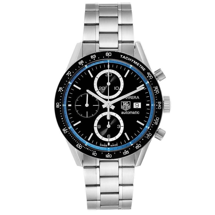 Tag Heuer Carrera Ring Master Jenson Button Limited Edition Watch CV201X. Automatic self-winding chronograph movement. Exhibition sapphire crystal case back. Polished stainless steel case 41.0 mm. Black bezel with tachymeter scale. Scratch resistant
