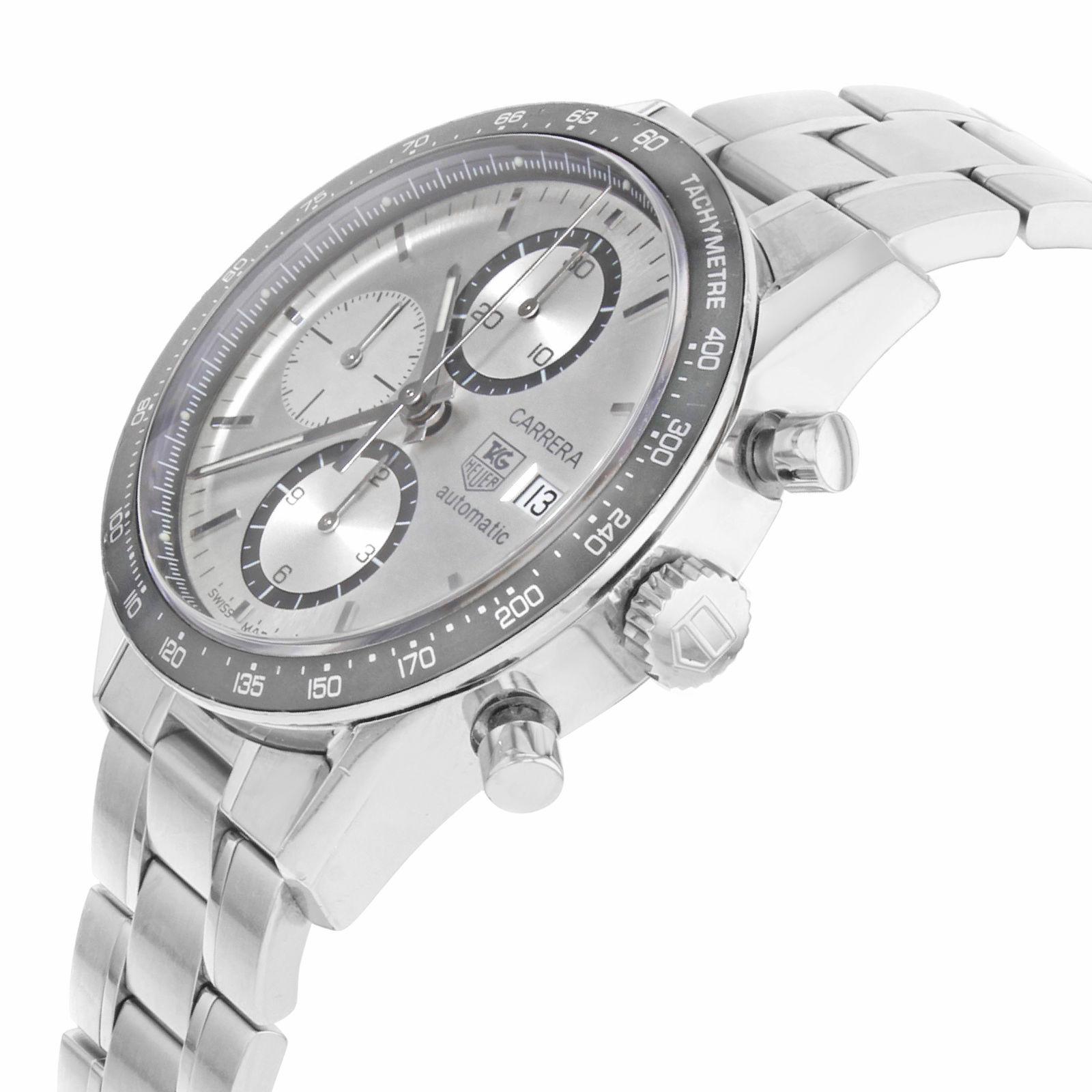 Moderne TAG Heuer Carrera Cadran Argent Chrono Automatique Montre Sport Homme CV2011.BA0786