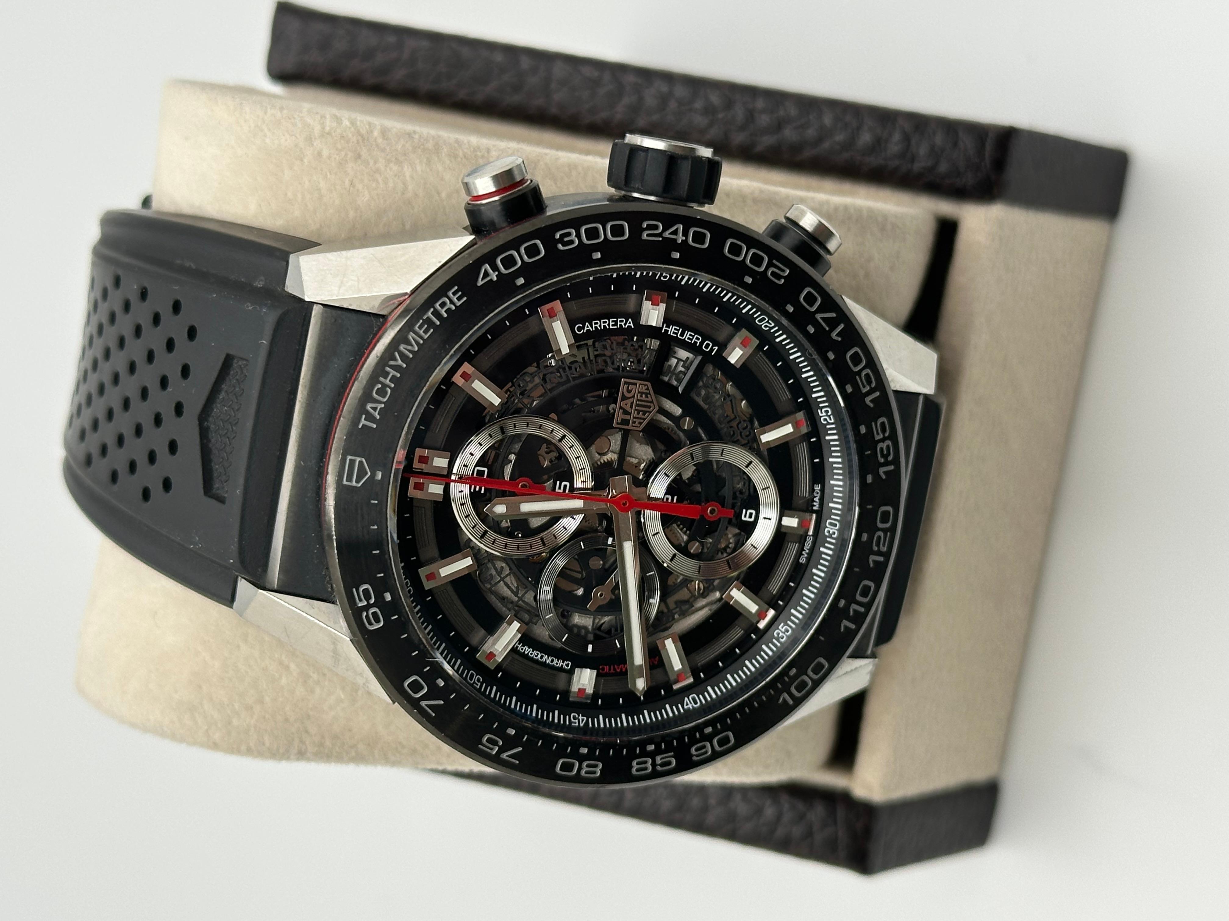 Tag Heuer Carrera Esqueleto Esfera Cronógrafo Heuer 01 CAR2A1Z Acero Titanio 45mm en venta 1