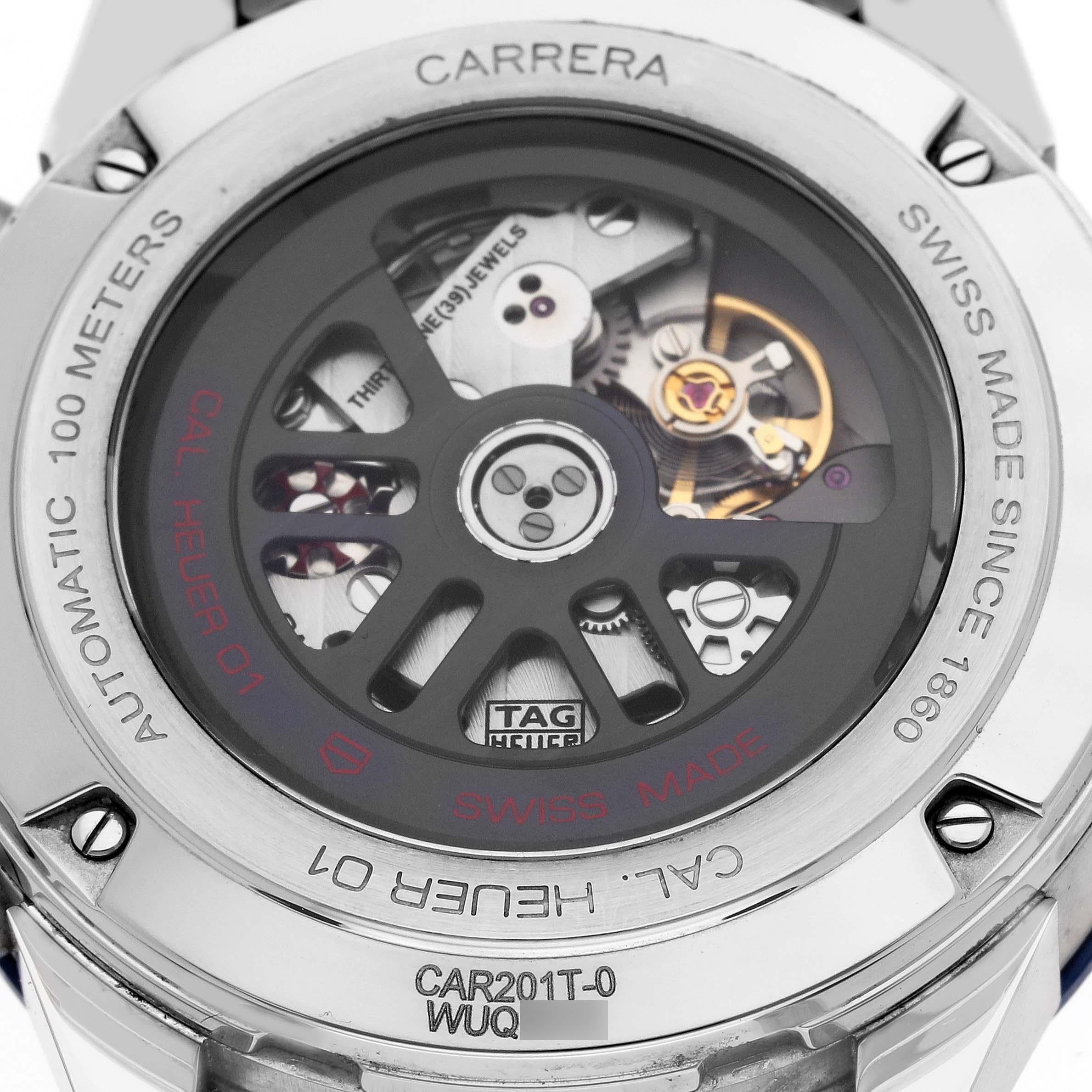 Tag Heuer Carrera Skeleton Zifferblatt Chronograph Stahl Herrenuhr CAR201T Box Card im Zustand „Hervorragend“ in Atlanta, GA