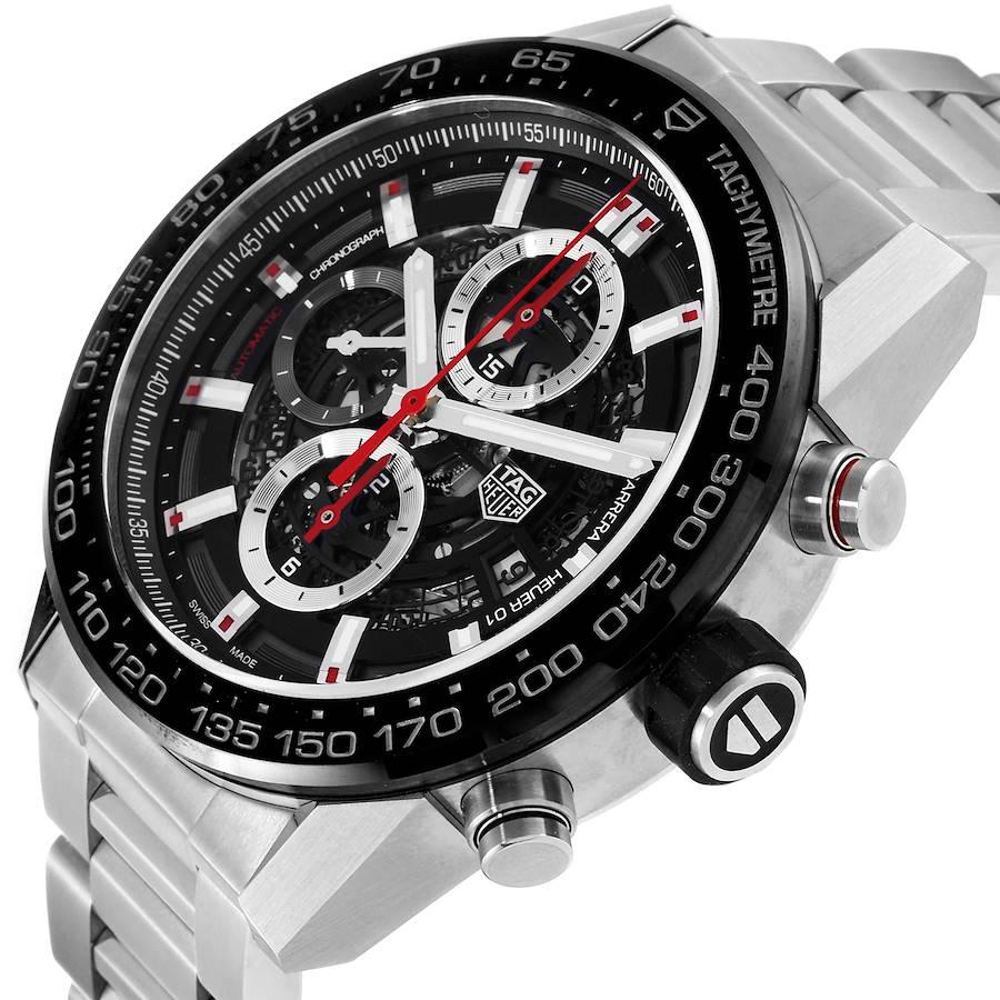 Tag Heuer Carrera Chronograph Stahl-Herrenuhr CAR2A1W Box Card mit Skelett Zifferblatt 2