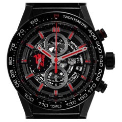 Tag Heuer Carrera Skeleton Dial Manchester United LE Black PVD Steel Mens Watch