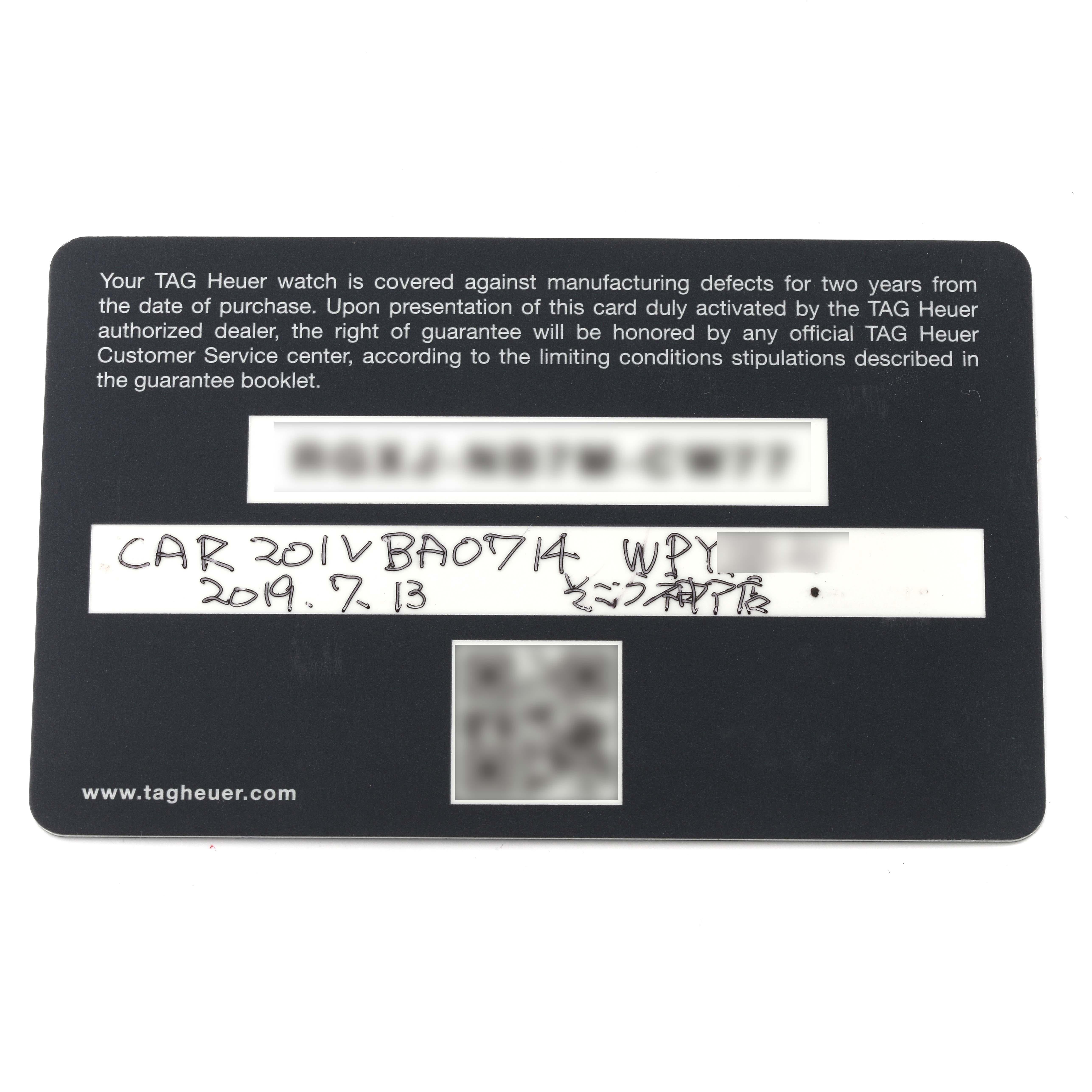 TAG Heuer Carrera Skeleton Dial Steel Mens Watch CAR201V Box Card 5