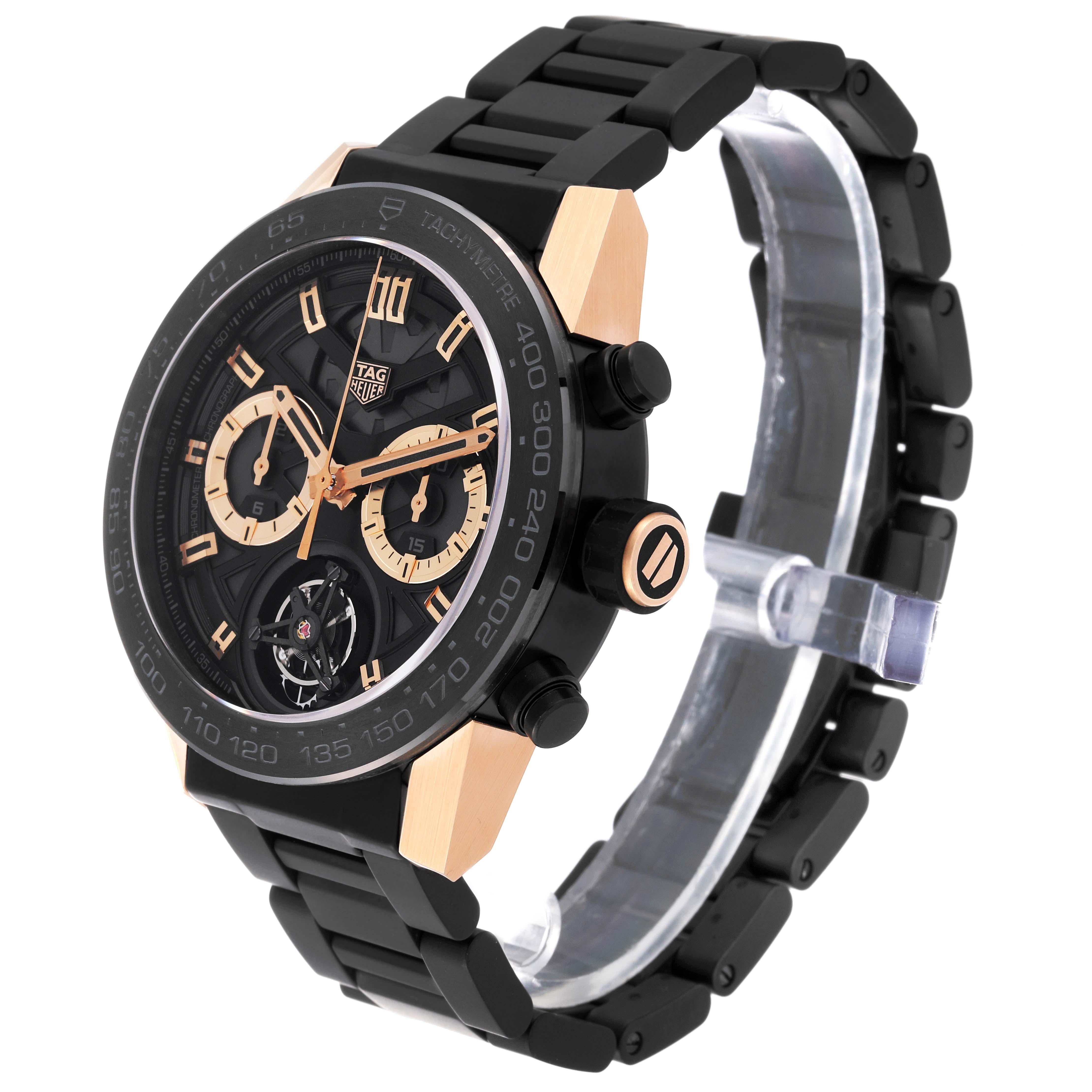 Tag Heuer Carrera Skeleton Dial Titanium Rose Gold Mens Watch CAR5A5Y Box Card For Sale 6