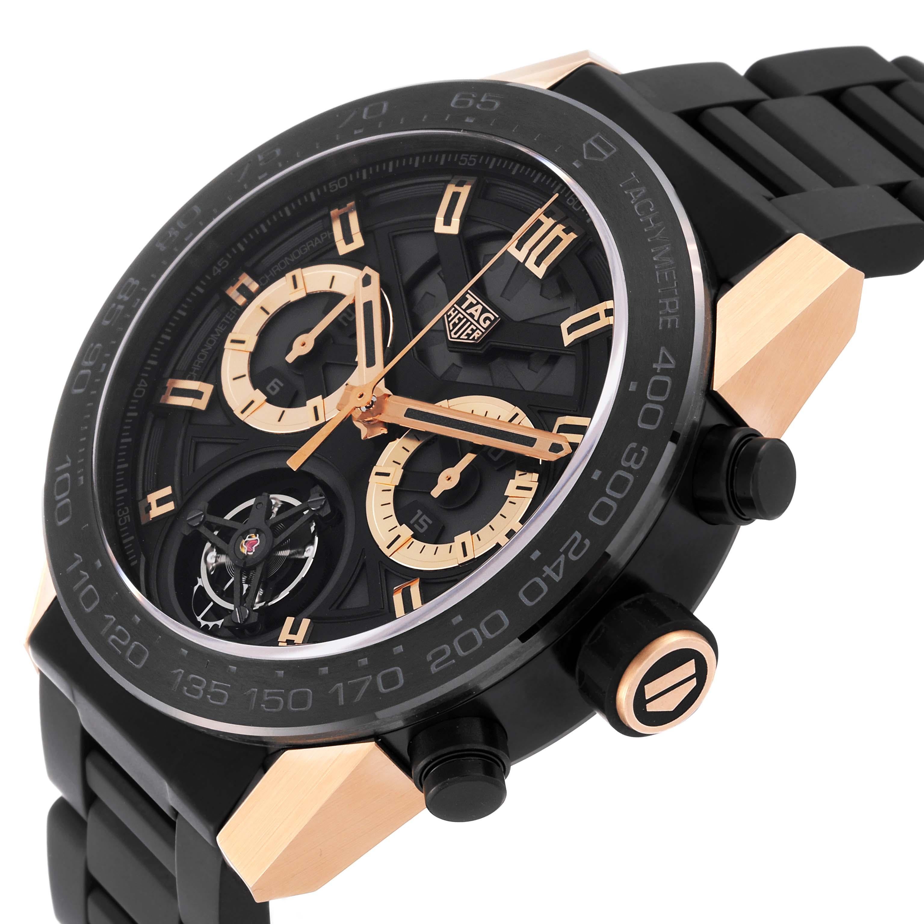 Tag Heuer Carrera Skeleton Dial Titanium Rose Gold Mens Watch CAR5A5Y Box Card For Sale 2