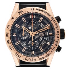 Tag Heuer Carrera Skeleton Titanium Rose Gold PVD Mens Watch CAR2A5B Box Card