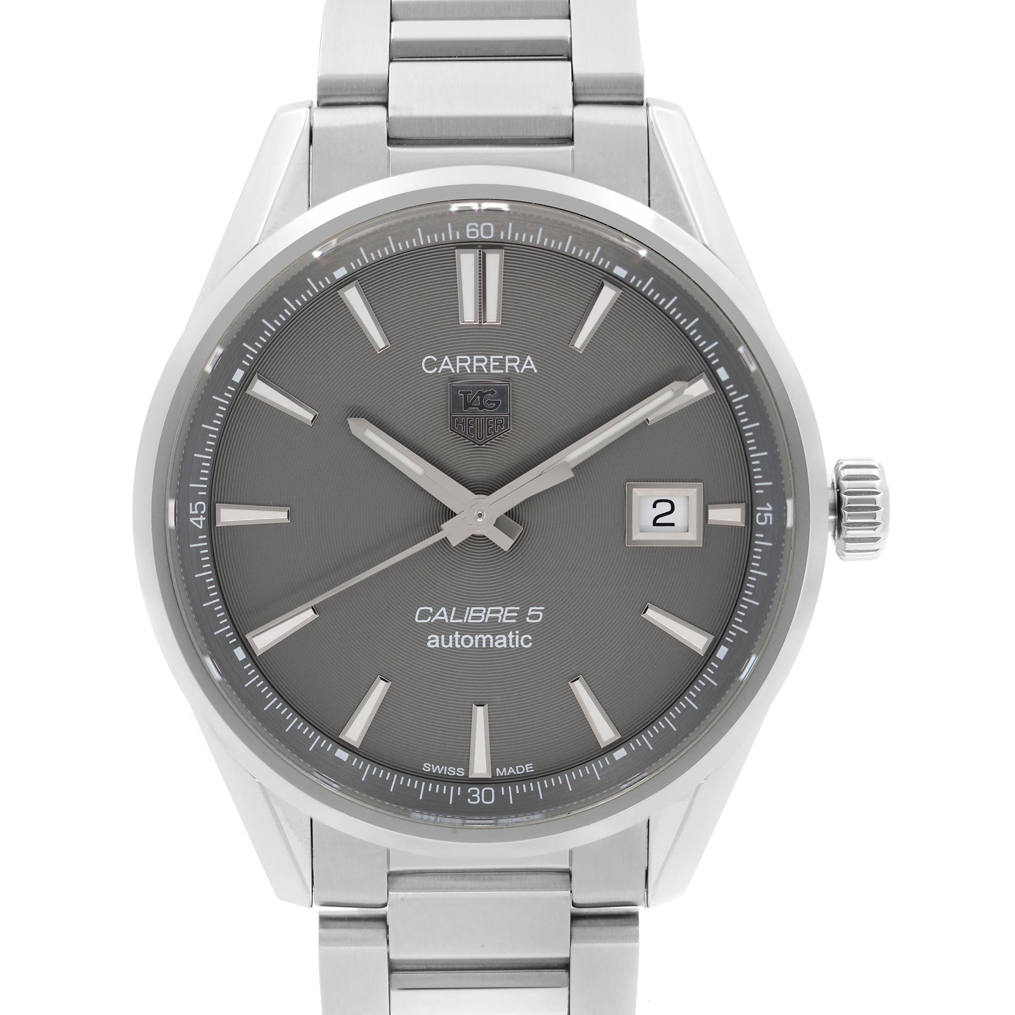 Display Model TAG Heuer Carrera Stainless Steel Grey Dial Automatic Men's Watch WAR211C. This Beautiful Timepiece Features: Stainless Steel Case & Bracelet, Fixed Stainless Steel Bezel, Gray Dial With Luminous Silver-Tone Hands, and Index Hour