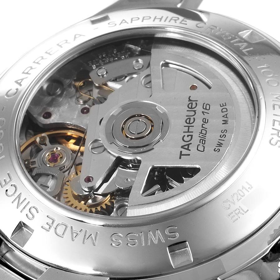 TAG Heuer Carrera Herrenuhr CV201J aus Stahl mit schwarzem Zifferblatt und Diamant-Chronograph im Angebot 3