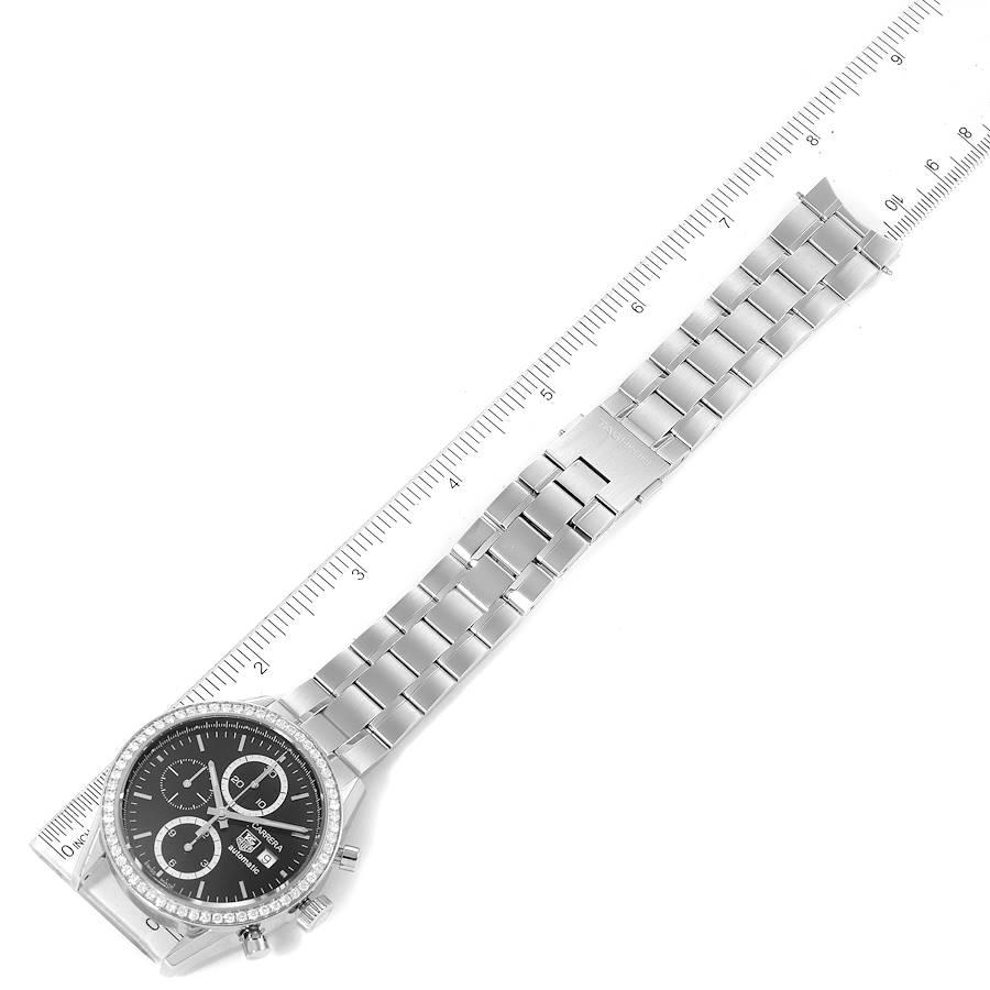 TAG Heuer Carrera Herrenuhr CV201J aus Stahl mit schwarzem Zifferblatt und Diamant-Chronograph im Angebot 5