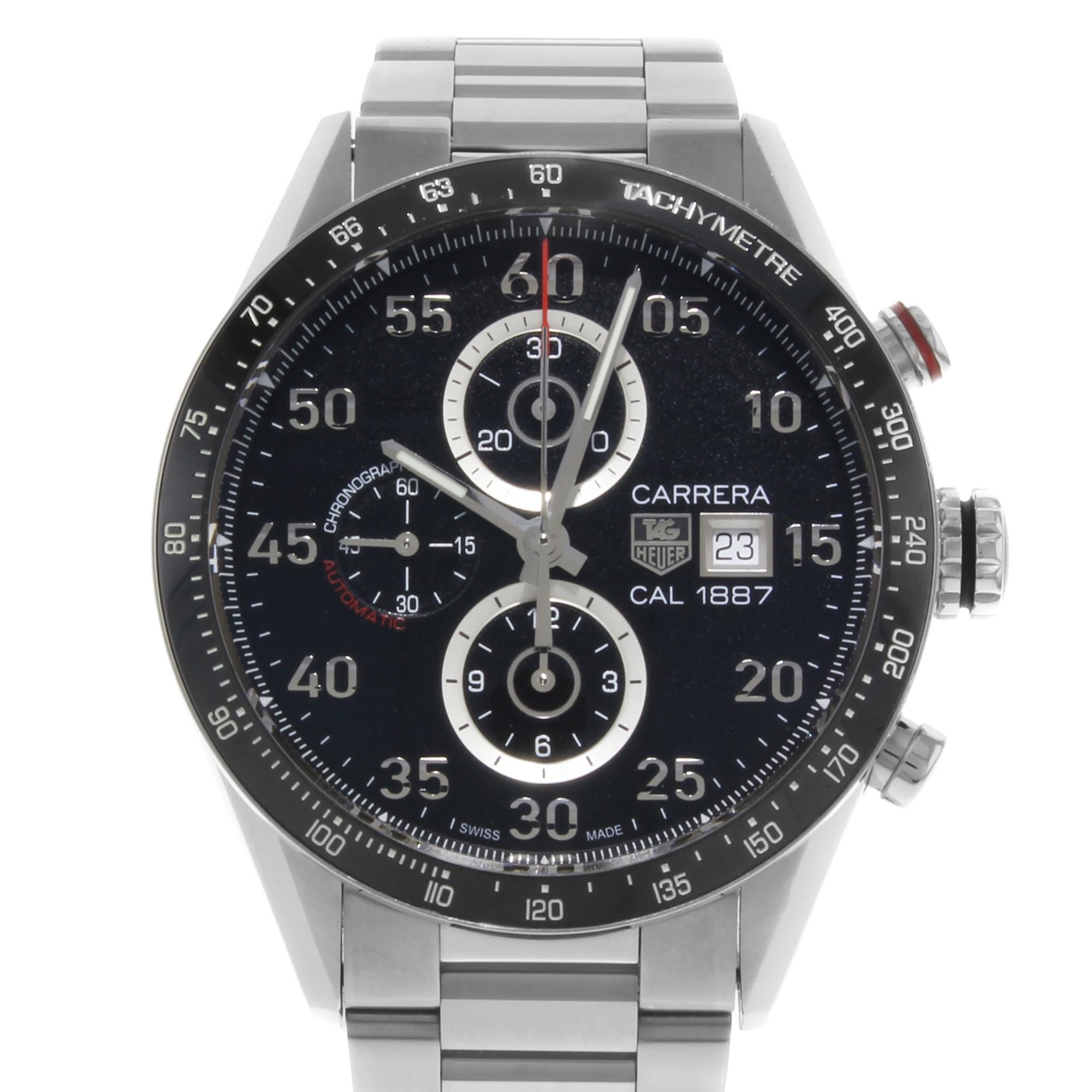 This pre-owned TAG Heuer Carrera CAR2A10.BA0799 Men's Watch. Minor Dings on Bezel. This watch comes with a Chronostore presentation box and authenticity card. It ships worldwide with 30 day hassle-free return and backed by a one-year Chronostore