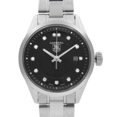 TAG Heuer Carrera Steel Diamonds Black Dial Quartz Ladies Watch WV1410.BA0793