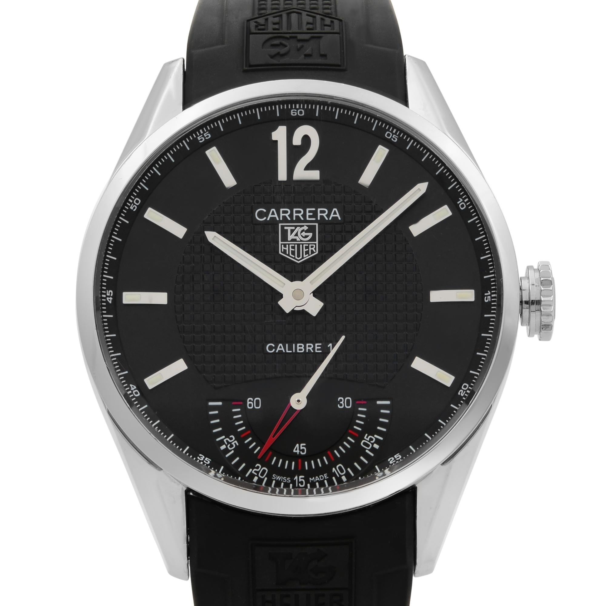 TAG Heuer Carrera Steel Leather Open Back Hand Wind Men's Watch   For Sale at 1stDibs