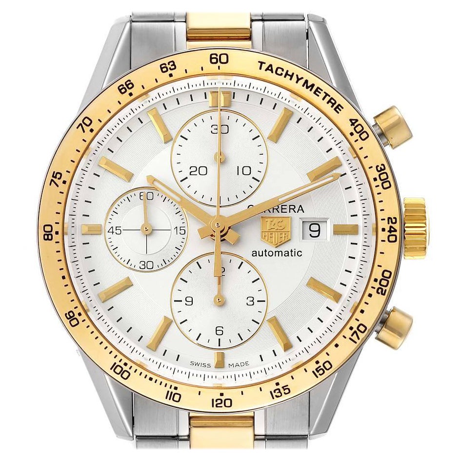 Tag Heuer Carrera Steel Yellow Gold Chronograph Mens Watch CV2050 Box Card