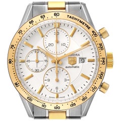 Tag Heuer Carrera Steel Yellow Gold Chronograph Mens Watch CV2050 Box Card