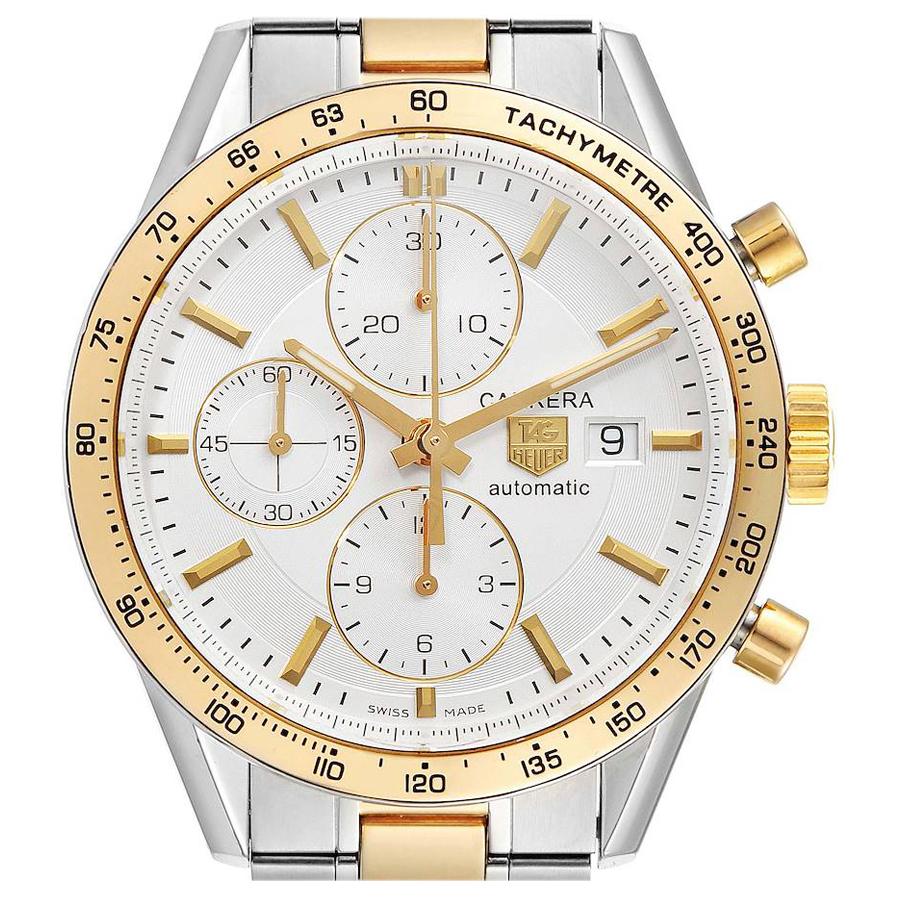 Tag Heuer Carrera Steel Yellow Gold Chronograph Mens Watch CV2050 Card For Sale