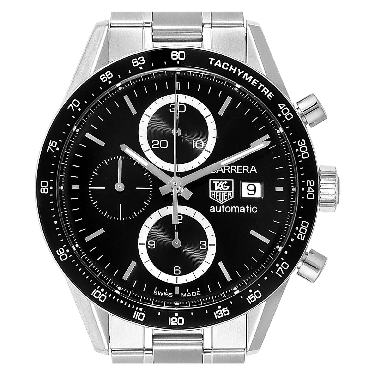 TAG Heuer Carrera Tachymeter Chronograph Men's Watch CV2010 Box Card For Sale