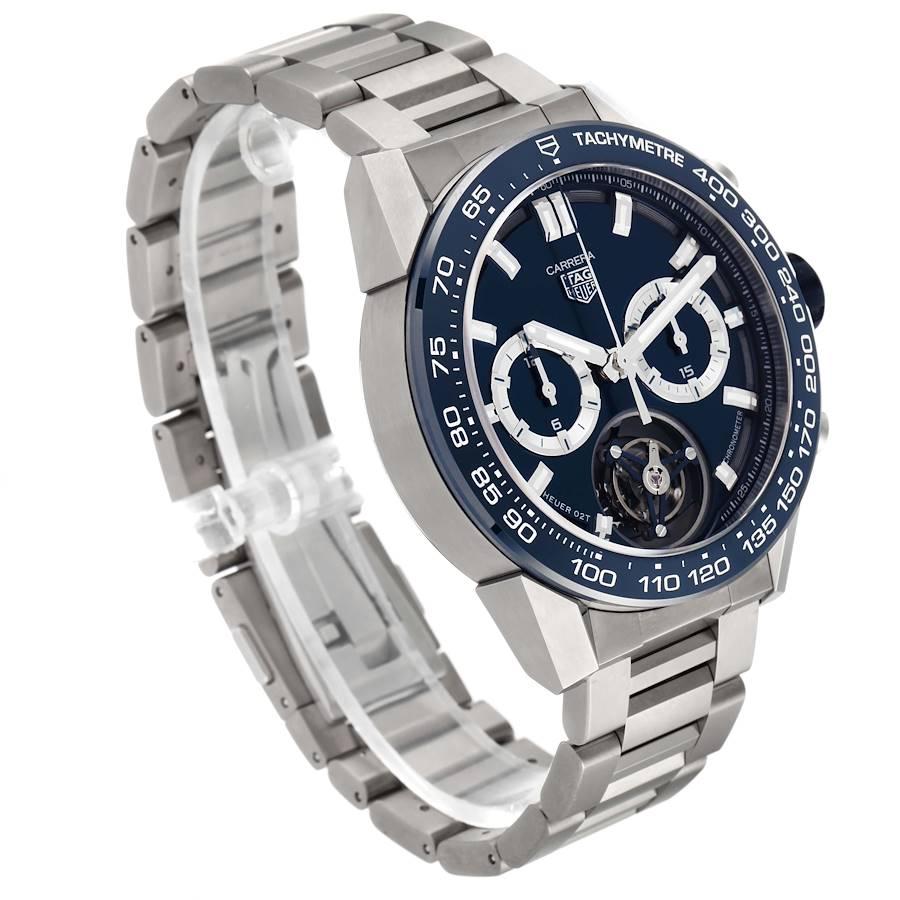 TAG Heuer Carrera Tourbillon Chronograph Titanium Mens Watch CAR5A8C Box Card In Excellent Condition In Atlanta, GA