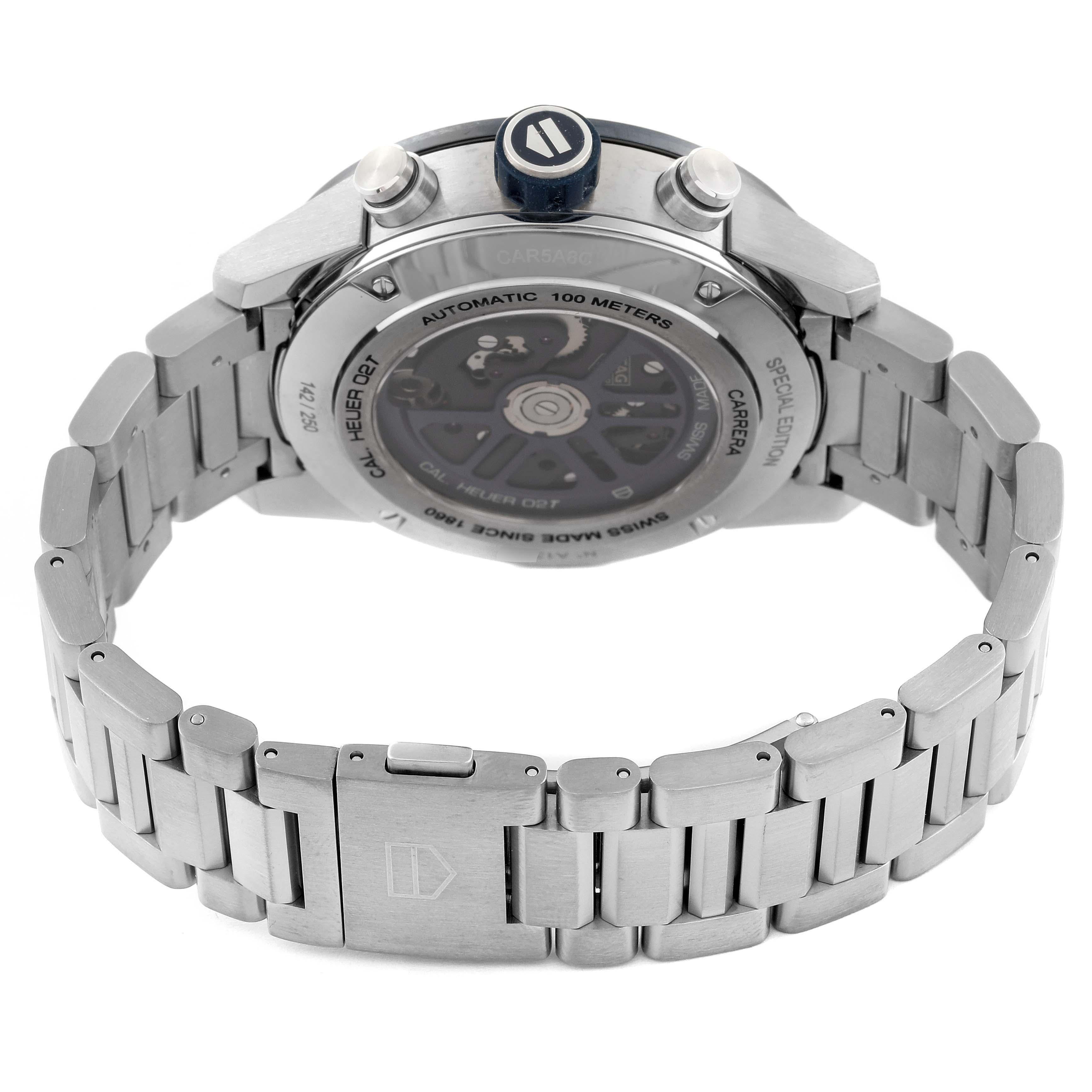 Tag Heuer Carrera Tourbillon Chronograph Titanium Mens Watch CAR5A8C Box Card For Sale 3