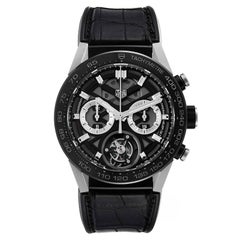 Tag Heuer Carrera Tourbillon Chronograph Titanium Mens Watch CAR5A8Y Box Card