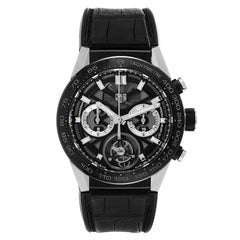 TAG Heuer Carrara Tourbillon Chronograph Titanium Mens Watch CAR5A8Y Box Card