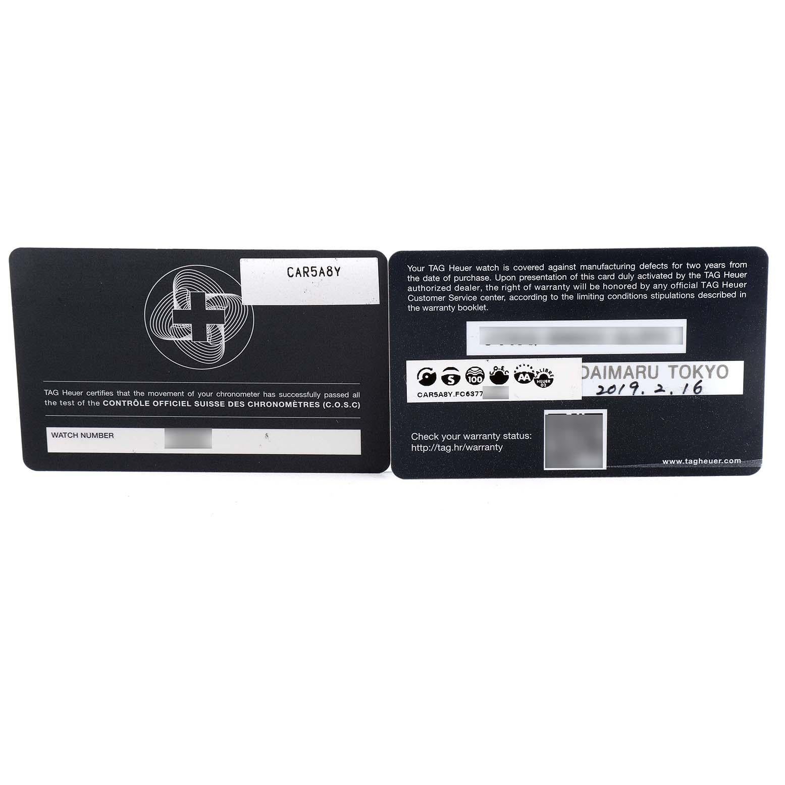 Tag Heuer Carrera Tourbillon Chronograph Titanium Mens Watch CAR5A8Y Box Card For Sale 2