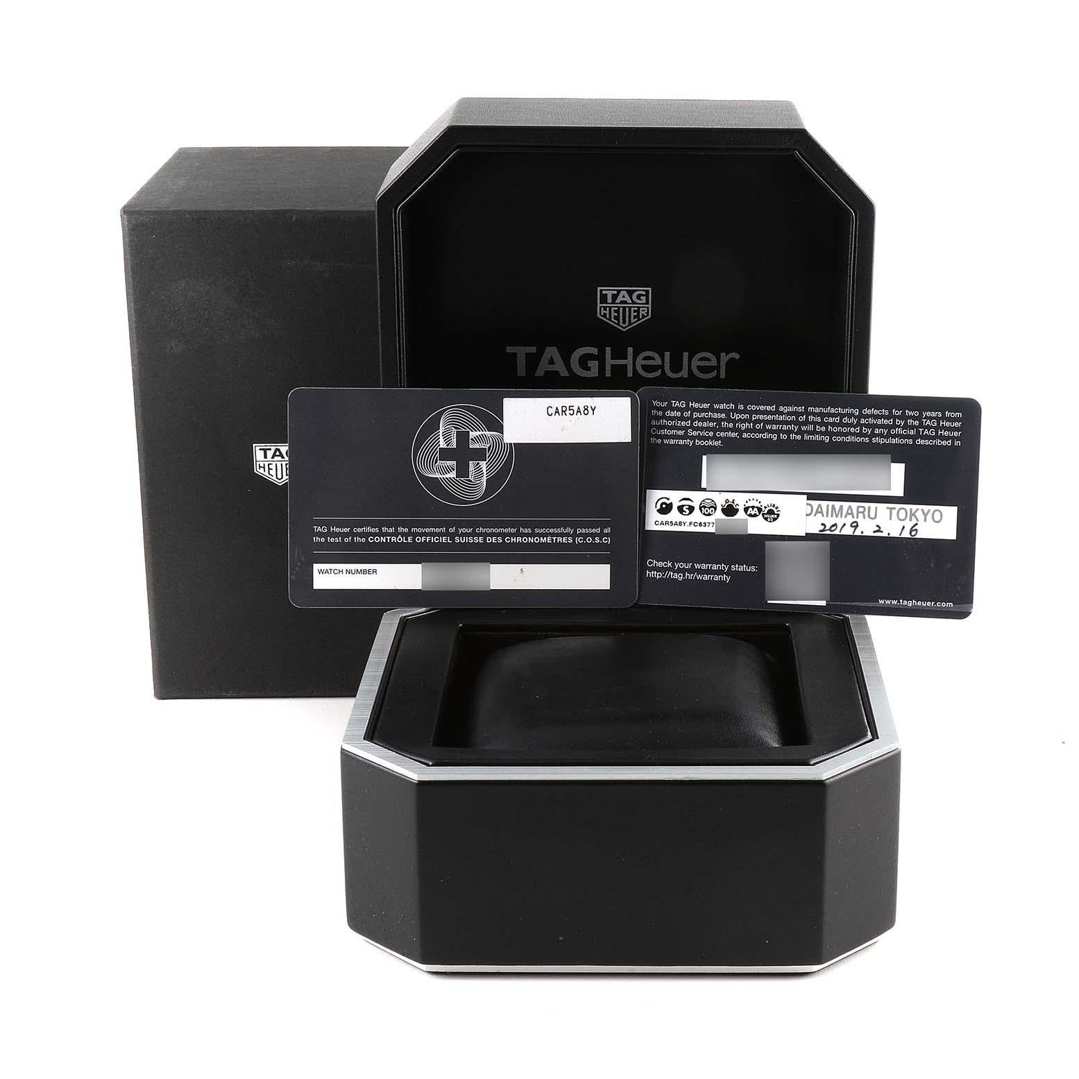Tag Heuer Carrera Tourbillon Chronograph Titanium Mens Watch CAR5A8Y Box Card For Sale 4