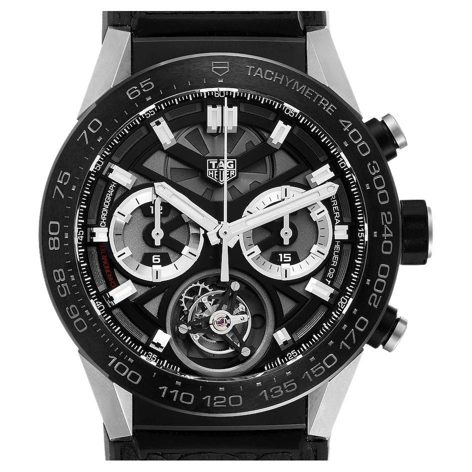 Tag Heuer Carrera Tourbillon Chronograph Titanium Mens Watch CAR5A8Y Box  Card For Sale at 1stDibs