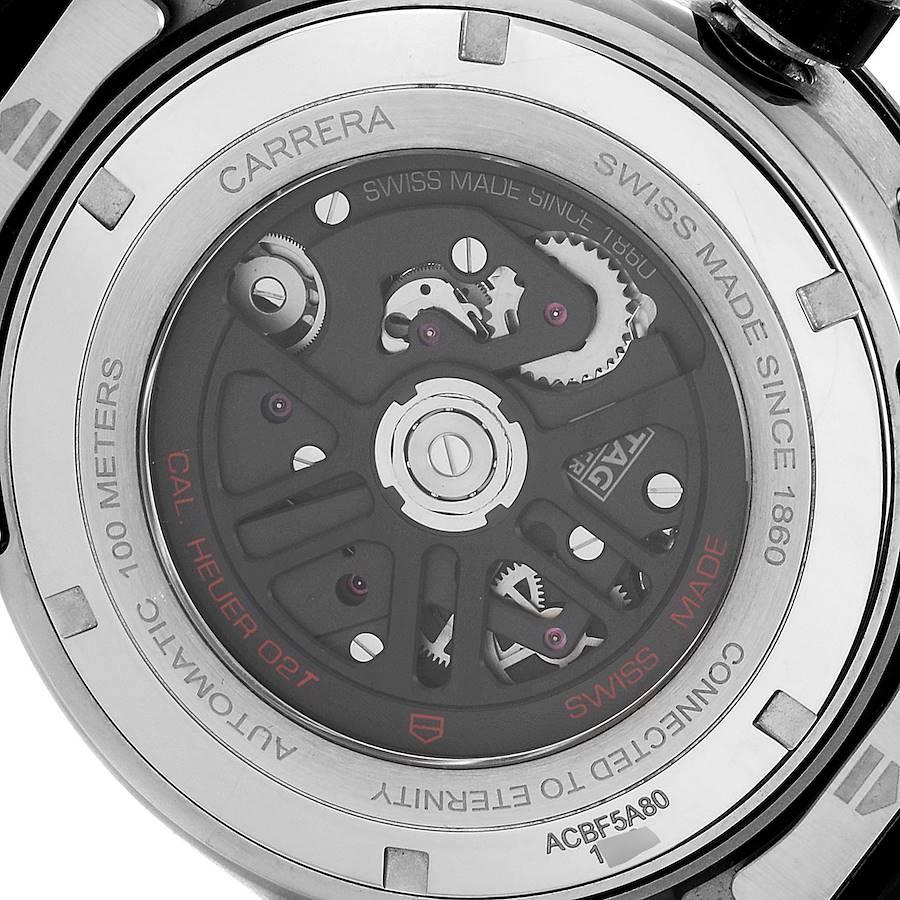 Tag Heuer Carrera Tourbillon Chronograph Titanium Watch ACBF5A80 Box Card In Excellent Condition In Atlanta, GA