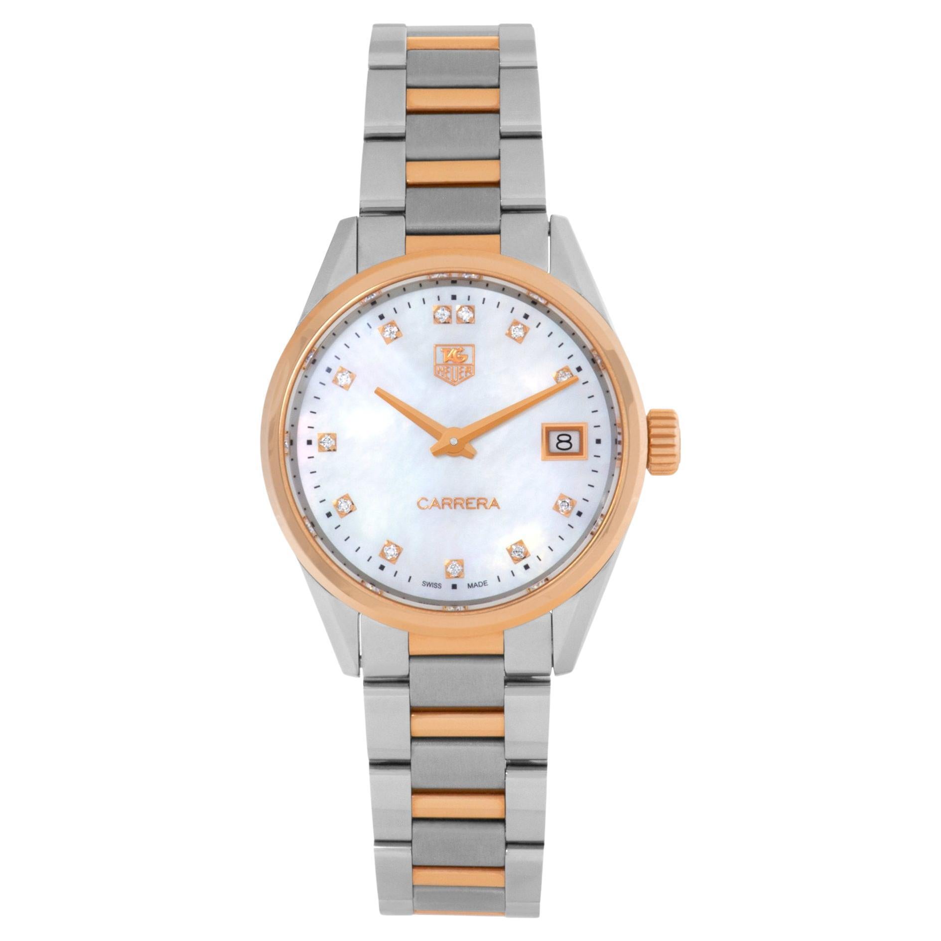 Tag Heuer Aquaracer Diamonds Mother of Pearl White Dial Silver Steel Strap Watch for Women - WBD1415.BA0741 main image 0