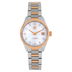 TAG Heuer Carrera Watch in 18k Rose Gold & Stainless Steel with Mother of Pearl