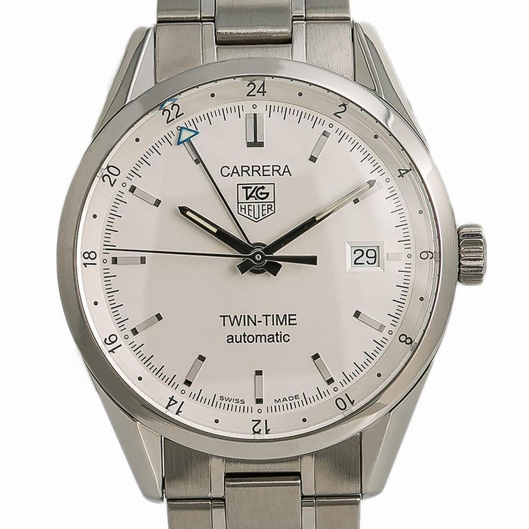 TAG Heuer Carrera WV2116, Silver Dial, Certified and Warranty at 1stDibs