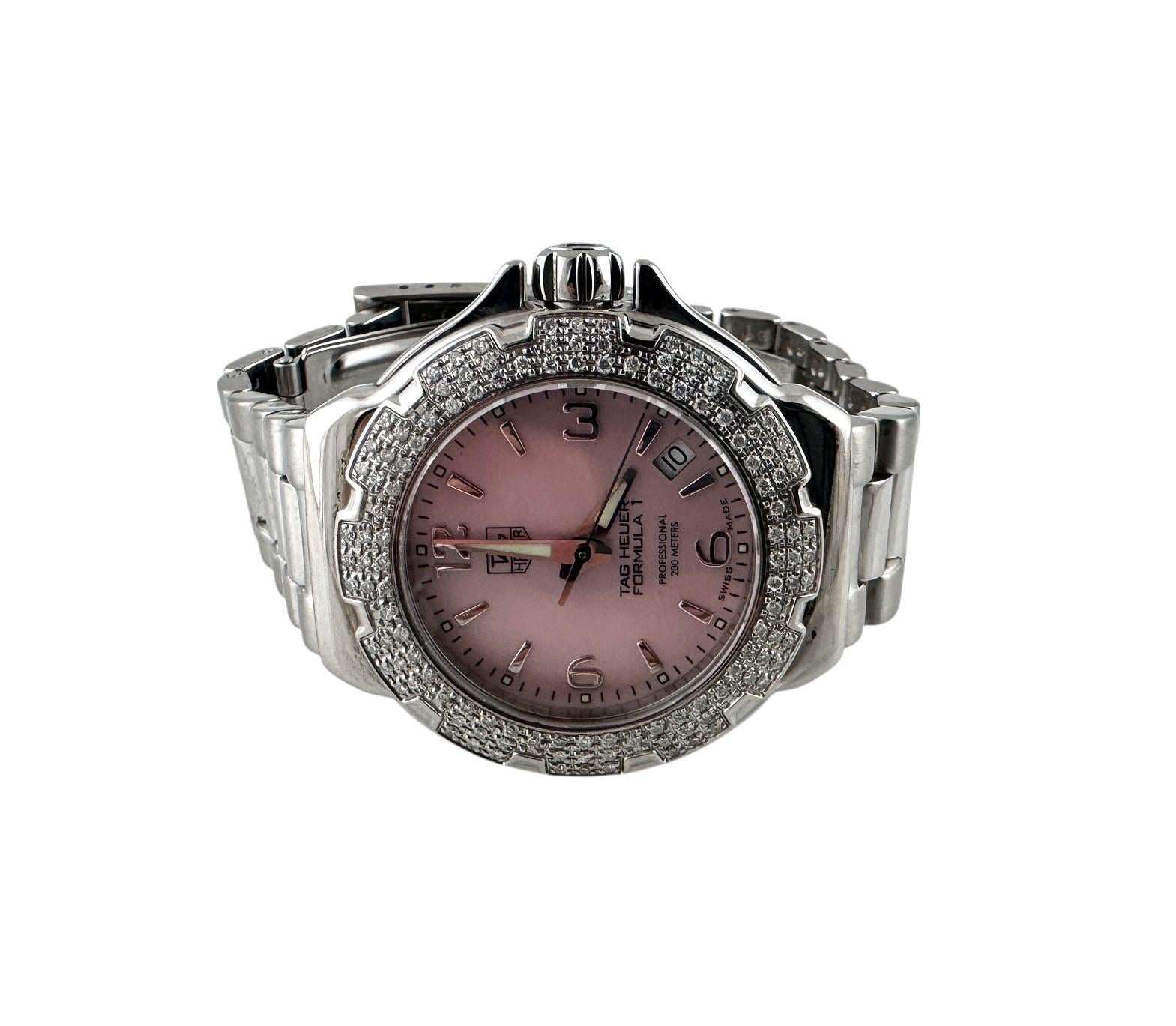 Contemporary Tag Heuer F1 Ladies Watch Diamond Bezel Pink MOP Dial 37mm #20554