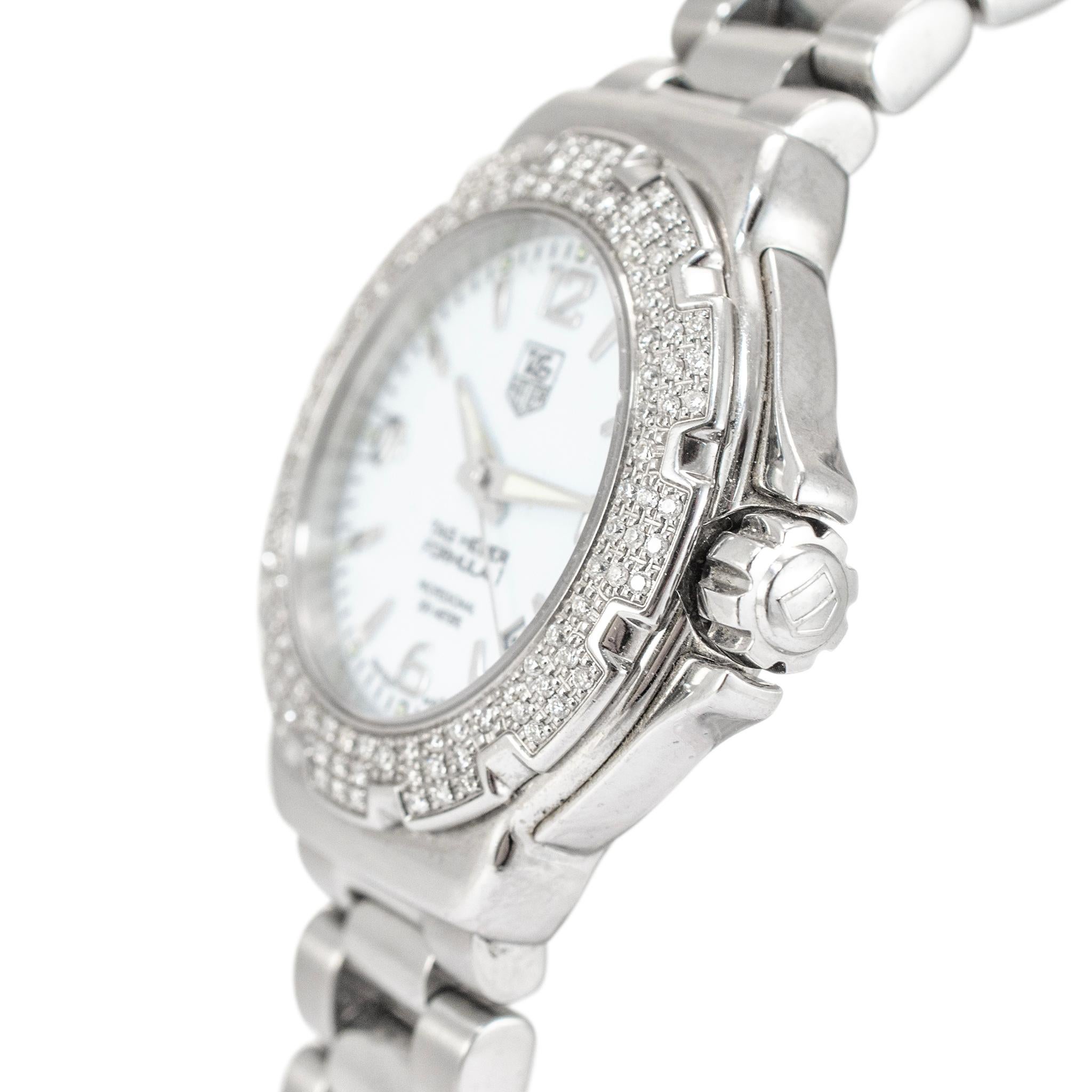 Round Cut Tag Heuer Formula 1 37MM WAC1215 Diamond Bezel Stainless Steel Ladies Watch