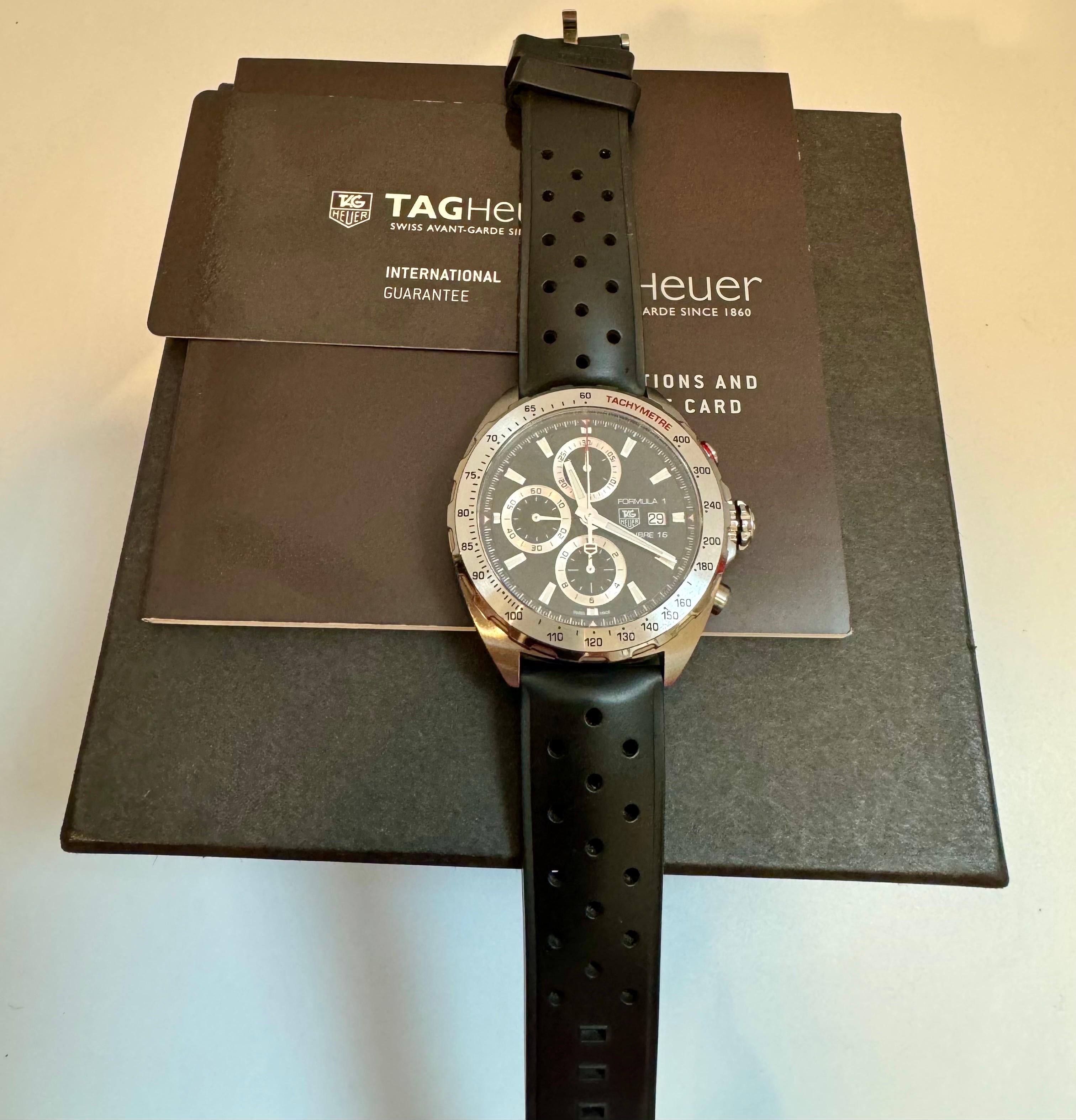 TAG HEUER FORMULA 1 Automatic Chronograph, 44 mm, Steel CAZ2010.WEA8098 Leather For Sale 4