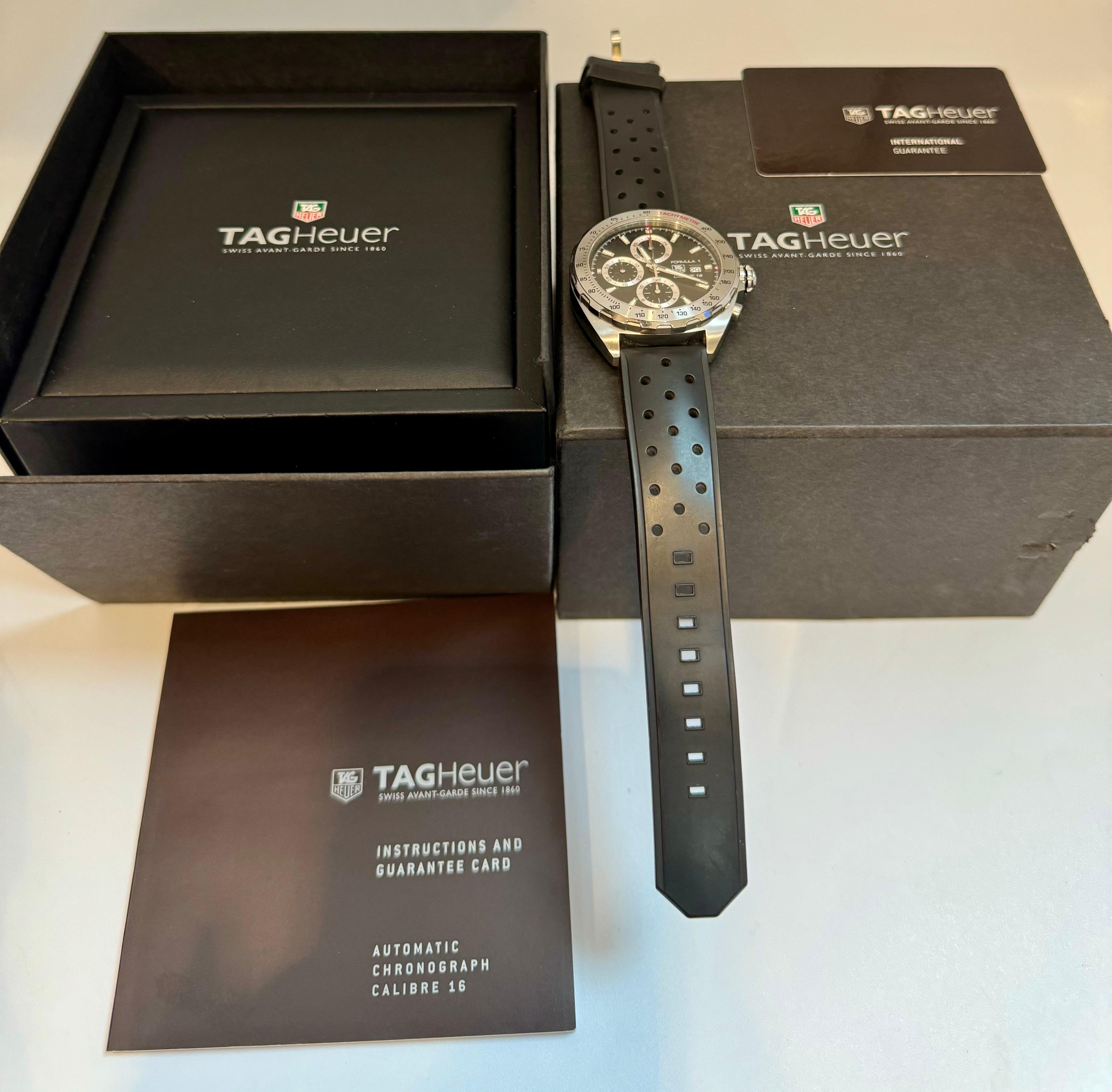 TAG HEUER FORMULA 1 Automatic Chronograph, 44 mm, Steel CAZ2010.WEA8098 Leather For Sale 5