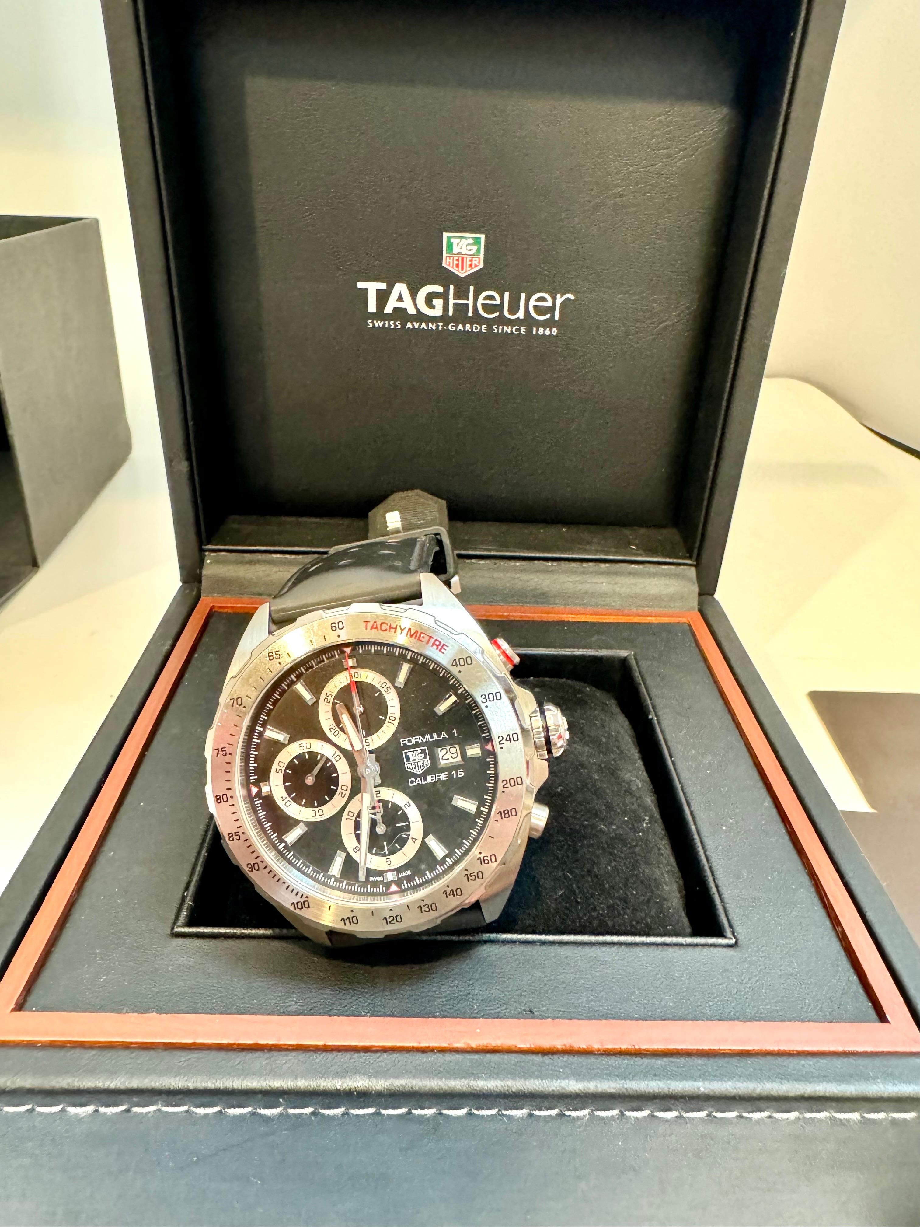 TAG HEUER FORMULA 1 Automatic Chronograph, 44 mm, Steel CAZ2010.WEA8098 Leather For Sale 7