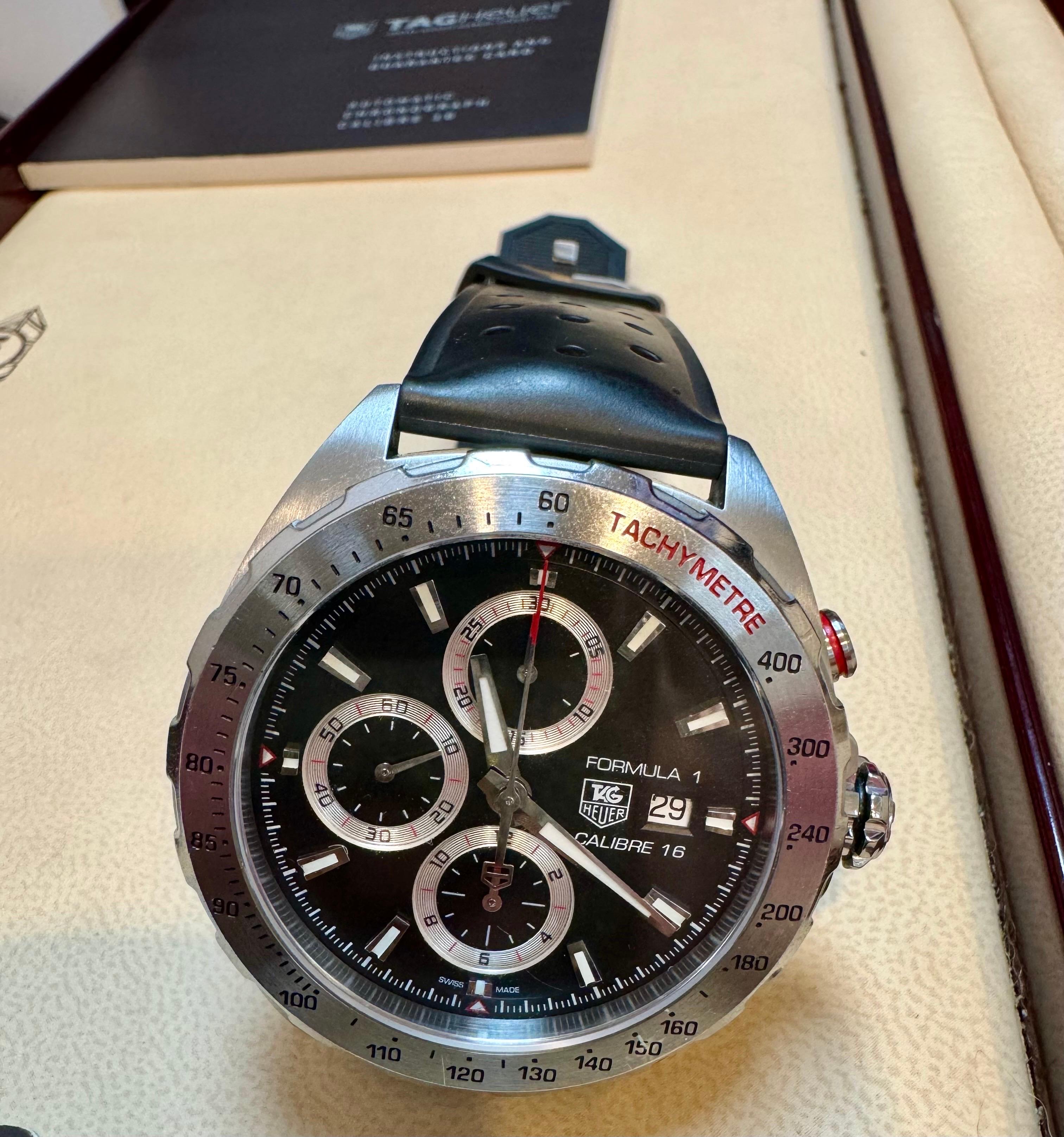 Men's TAG HEUER FORMULA 1 Automatic Chronograph, 44 mm, Steel CAZ2010.WEA8098 Leather For Sale