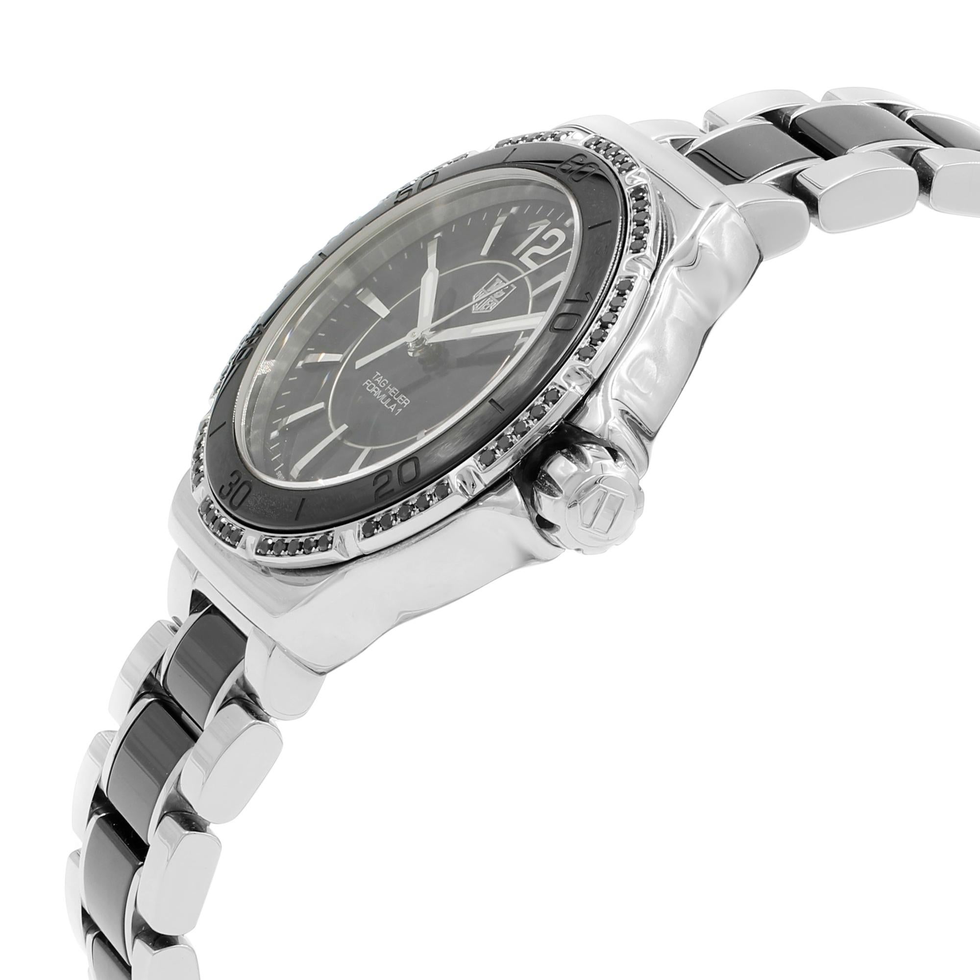 TAG Heuer Formula 1 Montre à quartz en acier et céramique avec cadran noir pour femmes WAH121A.BA0859 Excellent état à New York, NY