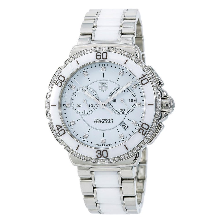 Tag Heuer Formula 1 Cah1213 Women S Quartz Watch White Dial Ss And Ceramic For Sale At 1stdibs