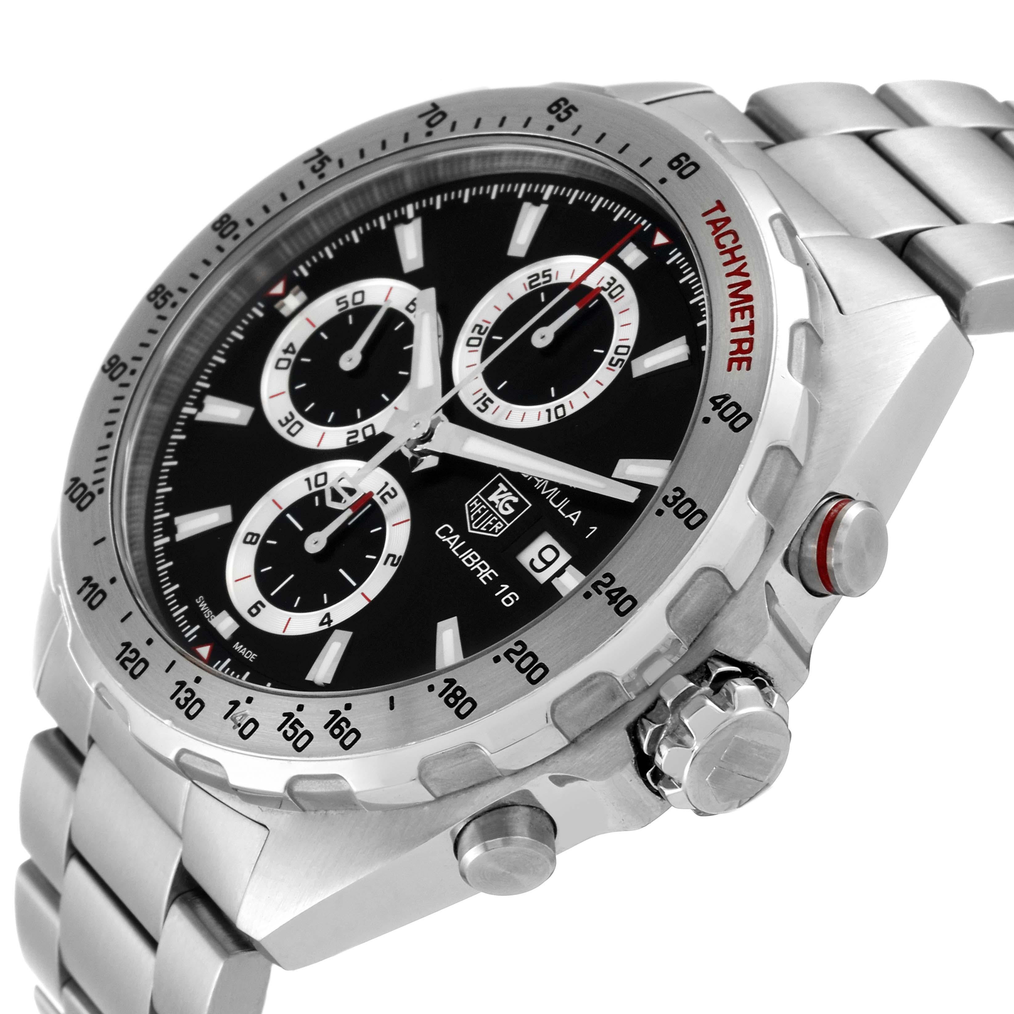Tag Heuer Formula 1 Chronograph Steel Mens Watch CAZ2010 Box Card In Excellent Condition In Atlanta, GA