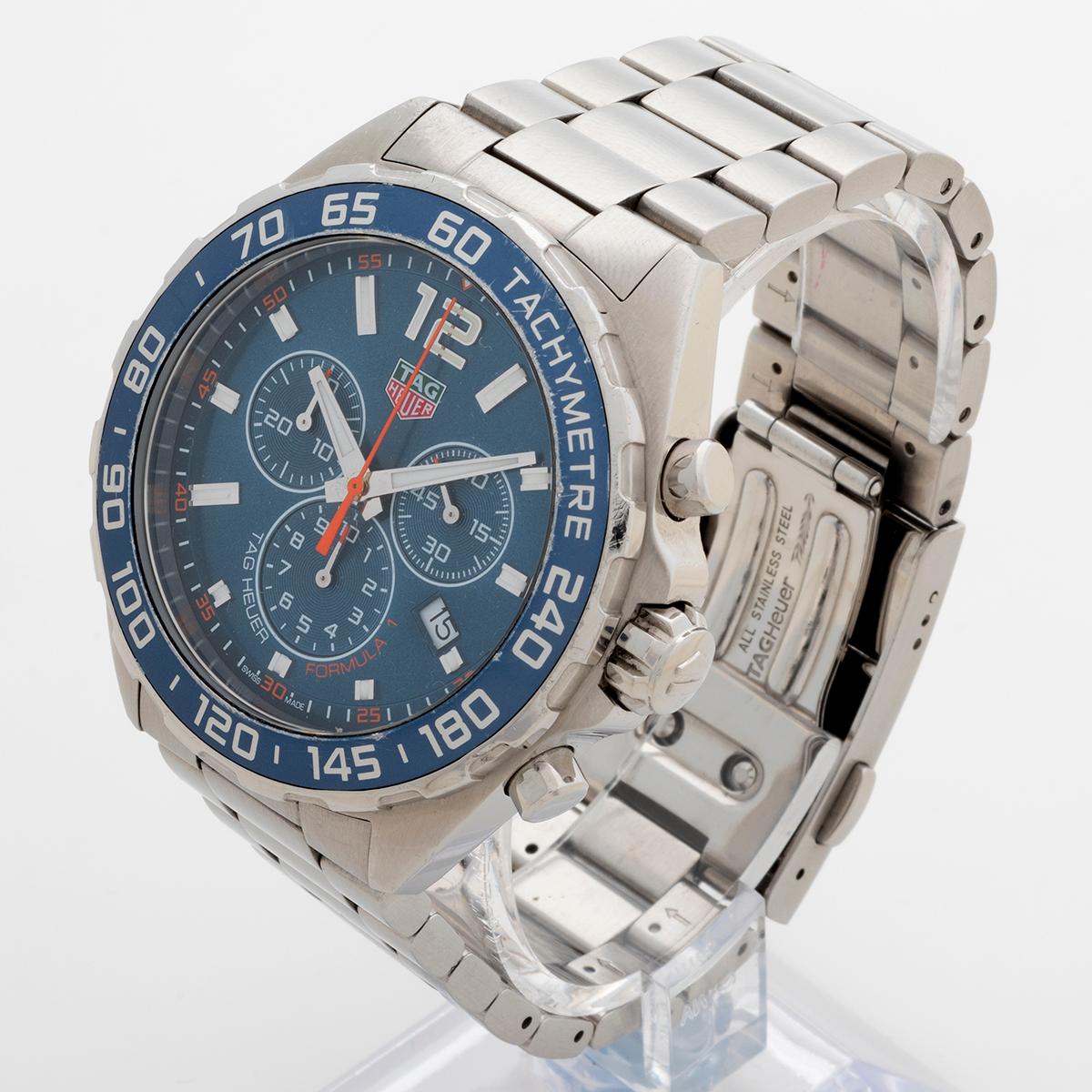 Women's or Men's Tag Heuer Formula 1 chronograph wristwatch ref CAZ1014, Racing Blue Dial, 2018. For Sale