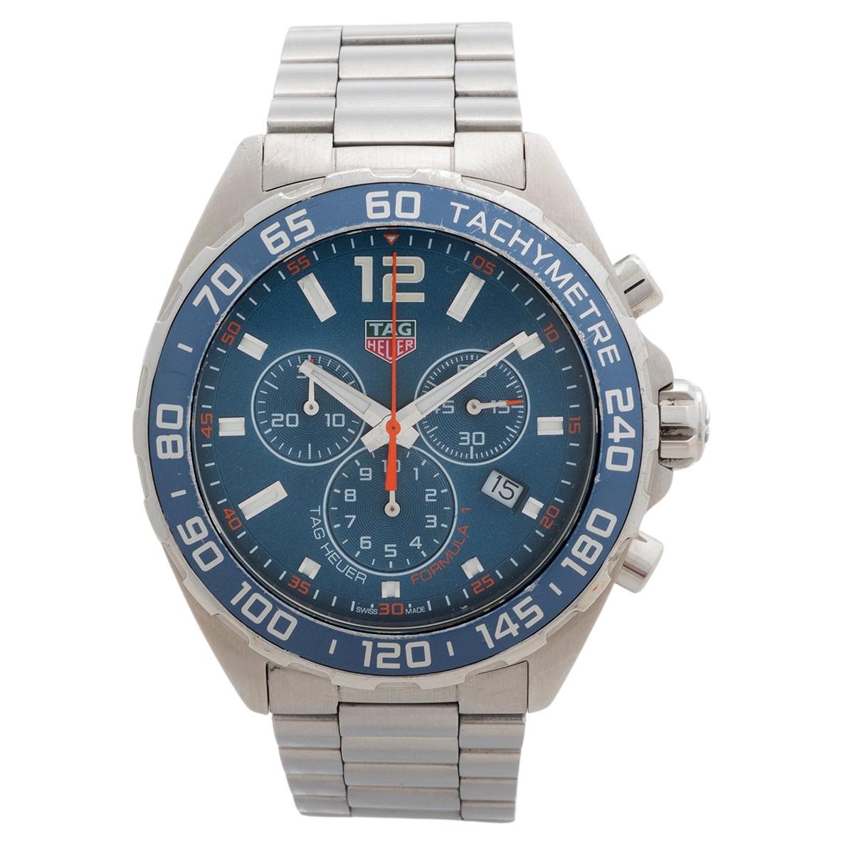 Tag Heuer Formula 1 chronograph wristwatch ref CAZ1014, Racing Blue Dial, 2018. For Sale