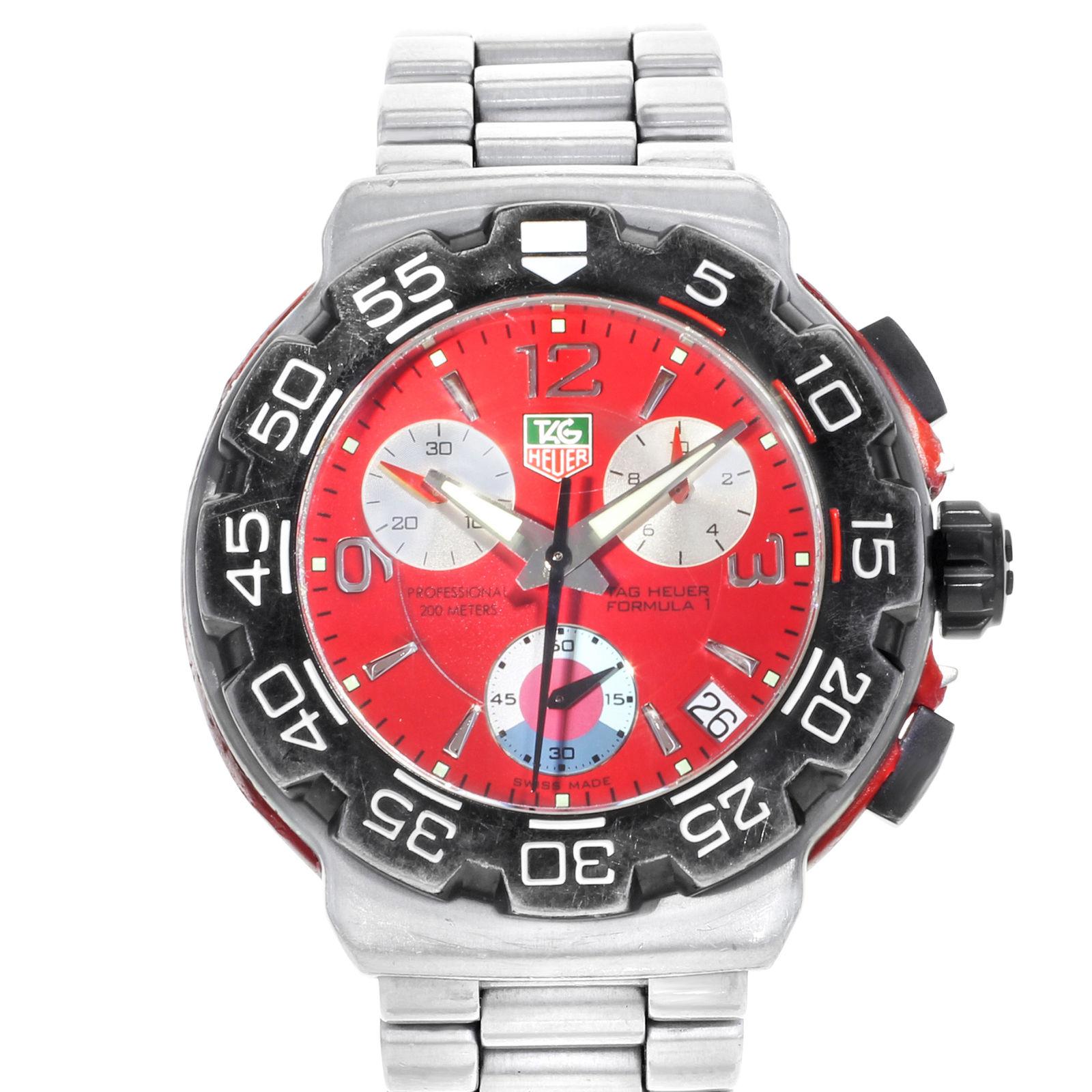Tag Heuer Formula 1 Red Dial Steel Titanium Quartz Sport Watch Cac1112 Ba0850 For Sale At 1stdibs