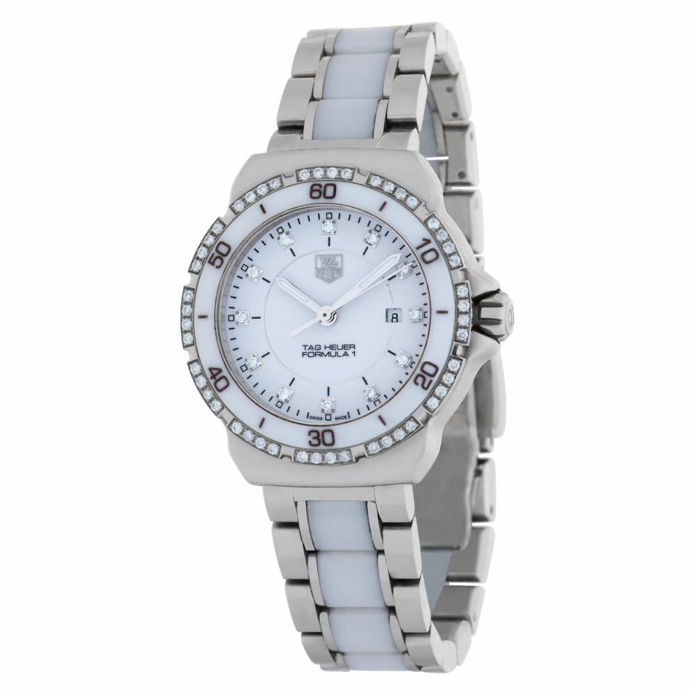 tag heuer formula 1 quartz white ceramic & diamond watch - wah1313.ba0868