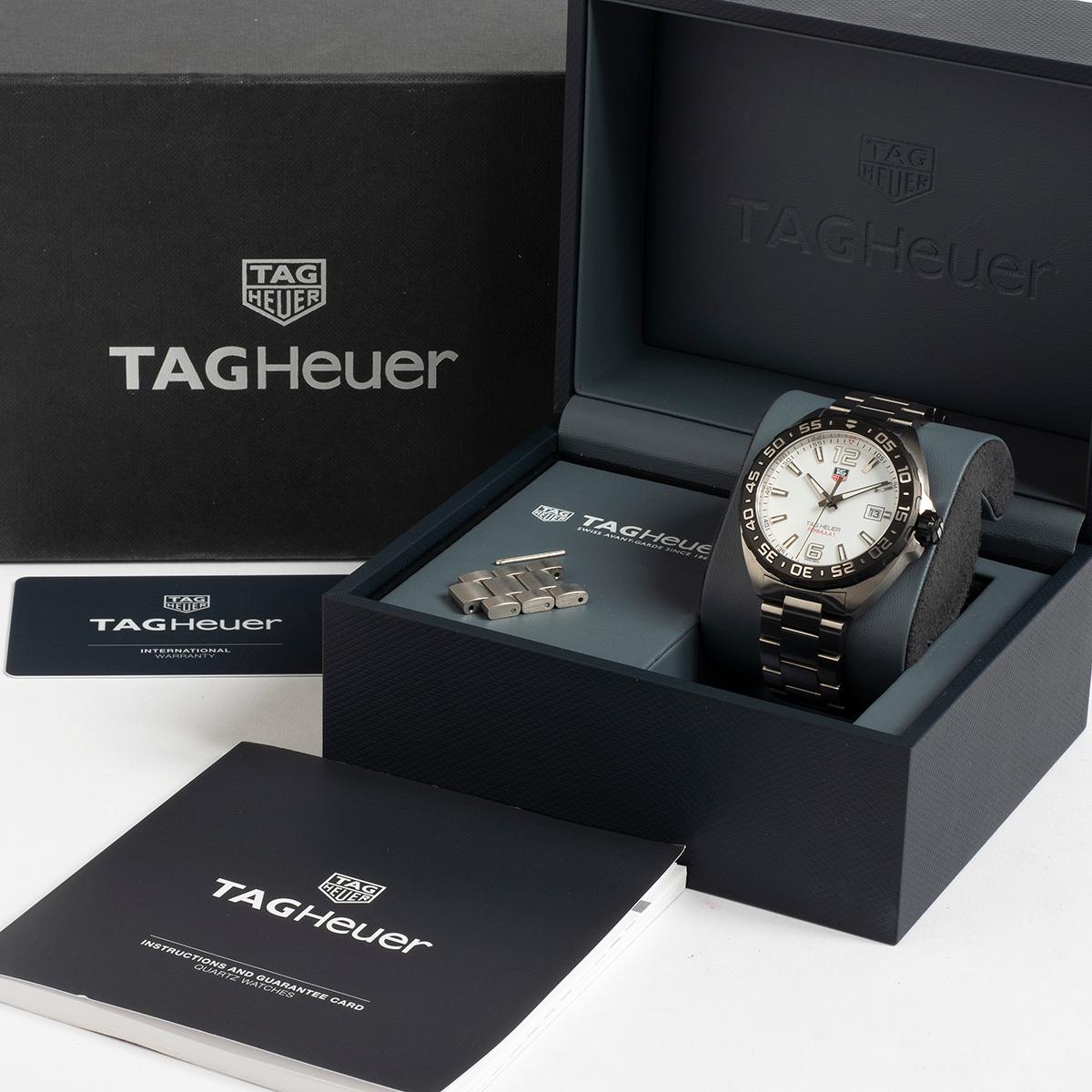 Tag Heuer Formula 1 Wristwatch Ref WAZ111. 41mm, Stainless Steel, White Dial.. In Excellent Condition In Canterbury, England