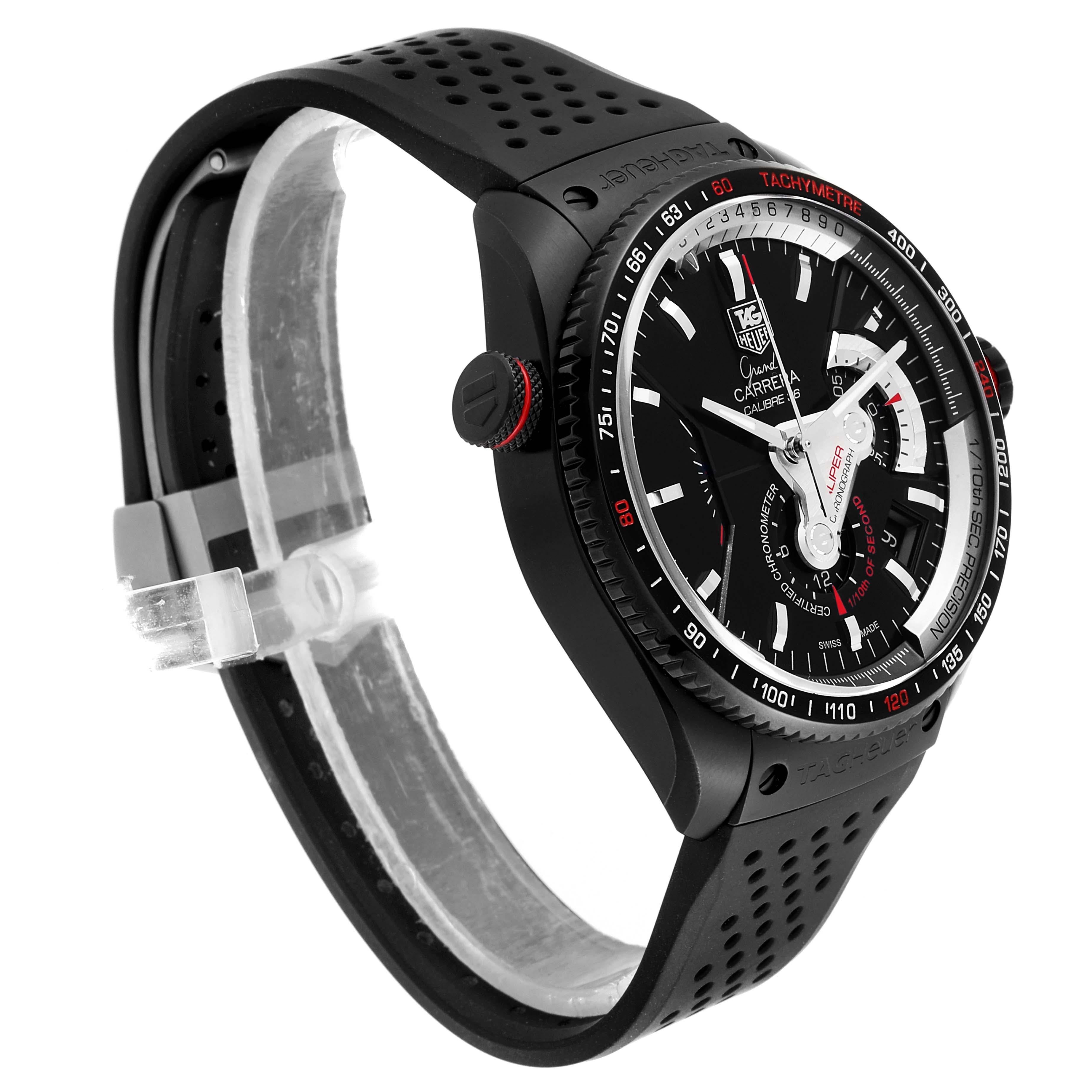 TAG Heuer Grand Carrera 36 RS Caliper PVD Titanium Watch CAV5185.FC6237 In Excellent Condition For Sale In Atlanta, GA